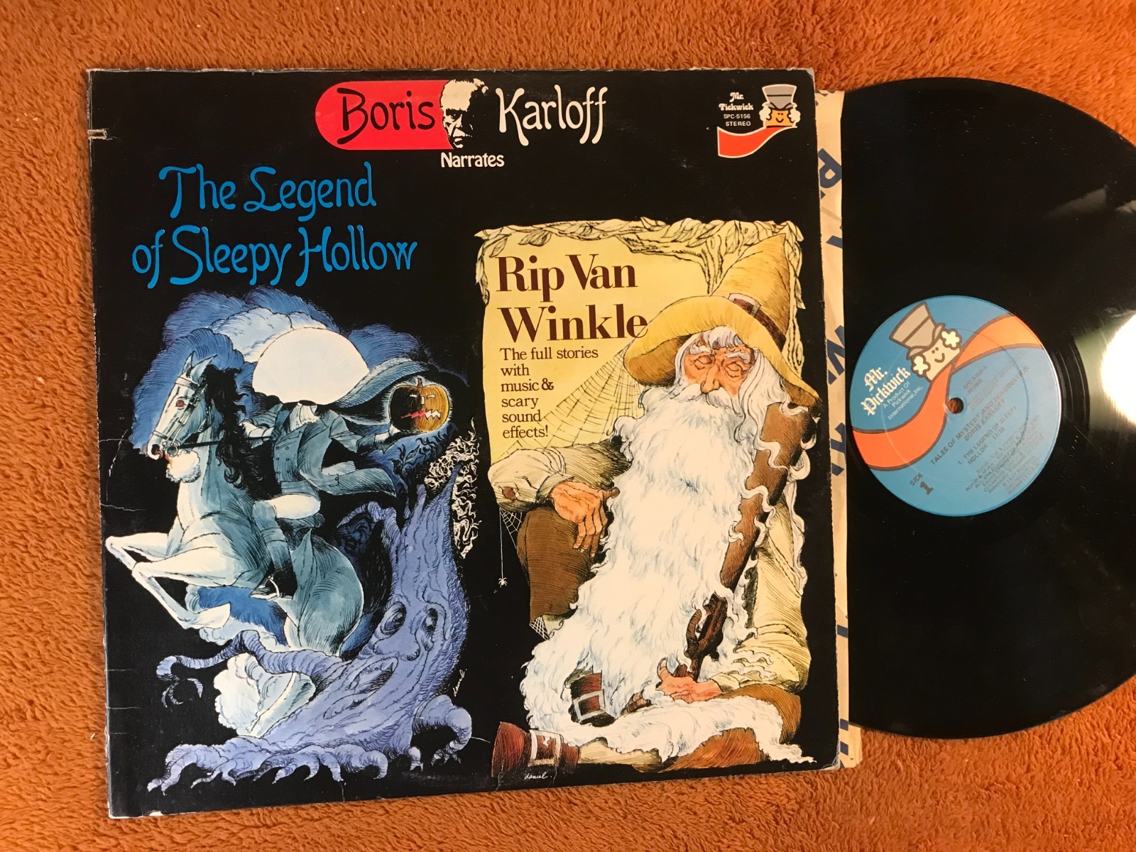 Boris Karloff narrates legend of sleepy hollow rip van winkle lp '77 halloween !