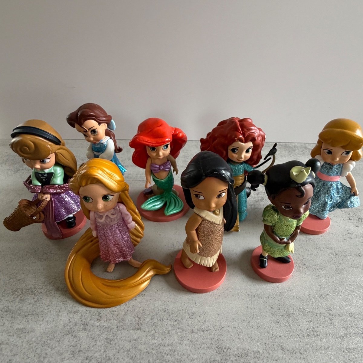 Disney Principesse Animatori Collezione Mini Figurine Set 8 Pezzi Figure Glitterate