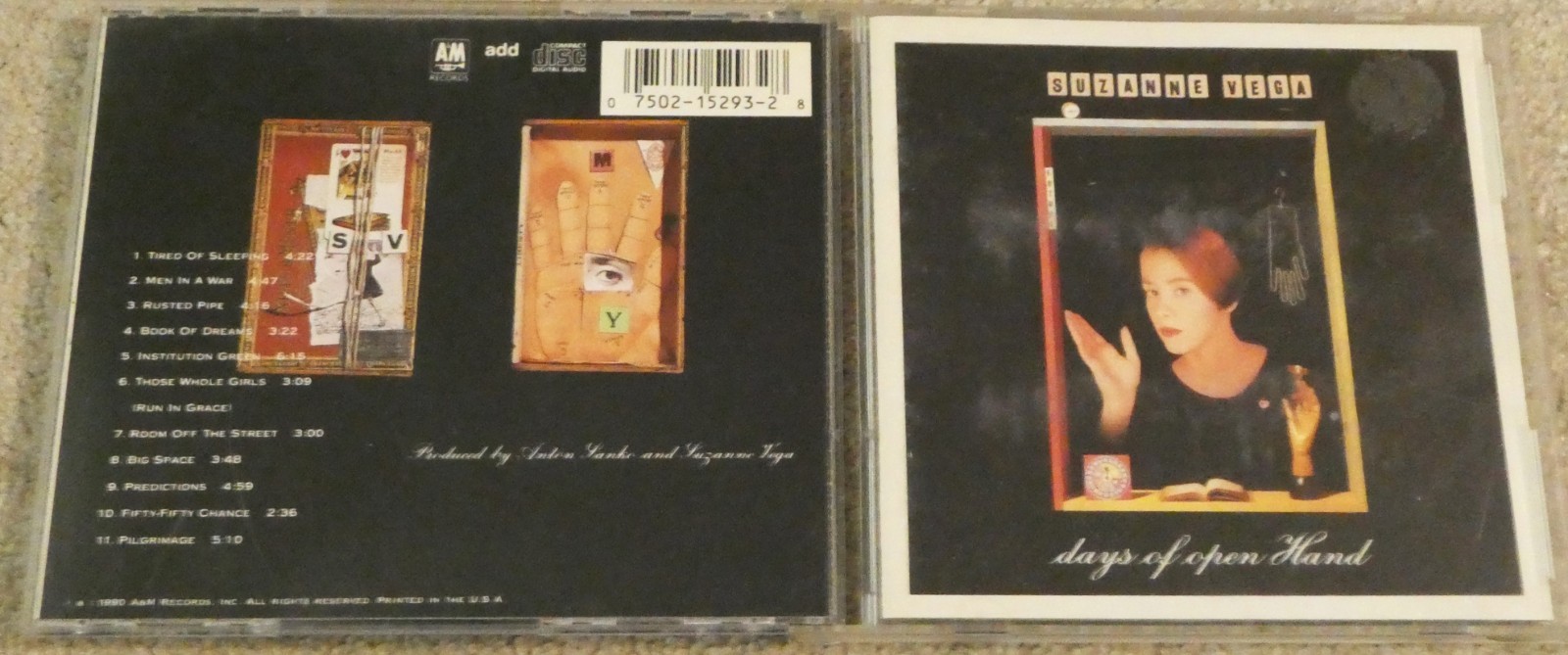 Suzanne Vega CD Days of Open Hand 1990 A&M Book of Dreams Tired of Sleeping