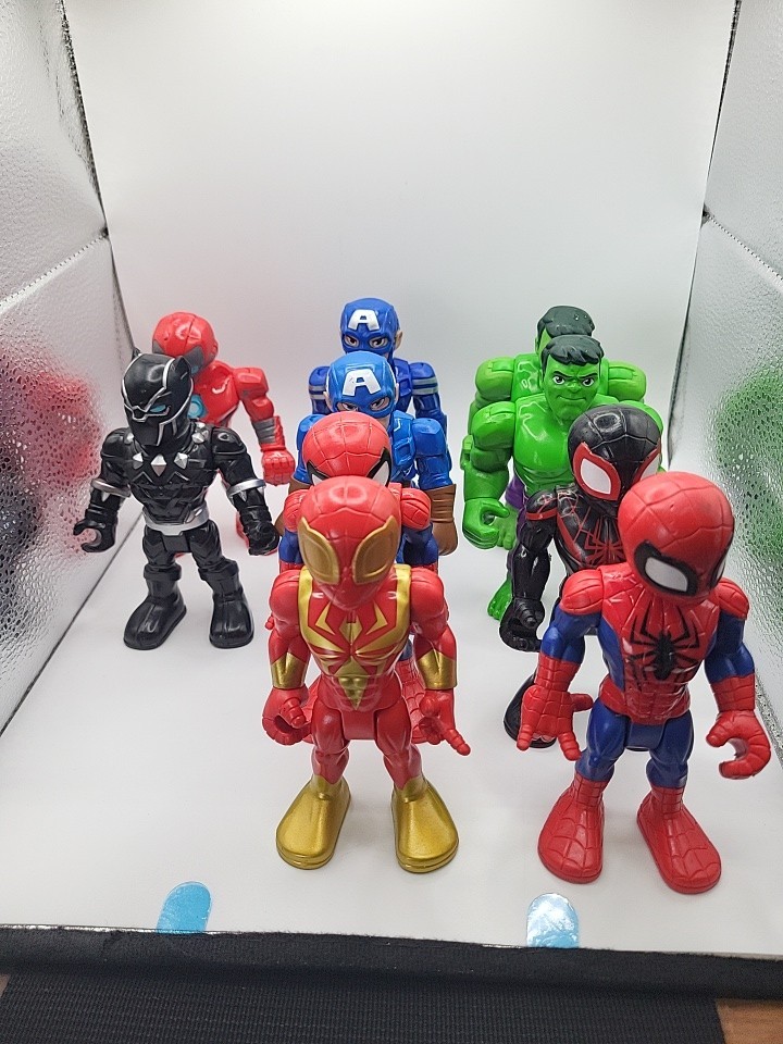 MARVEL Avengers Super Hero Adventures Set Spider-Man Black Panther Miles Hulk 