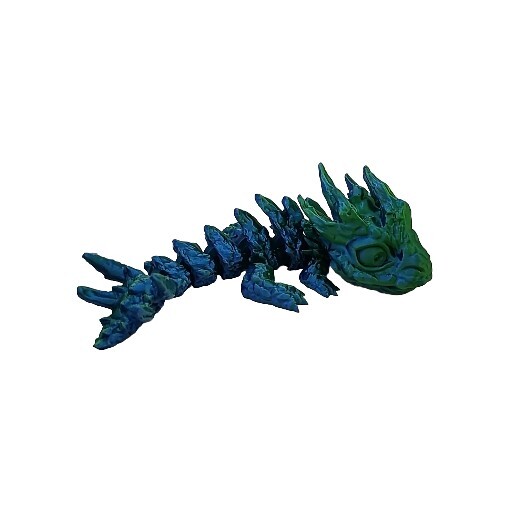 Baby Rock Dragon seta articolata stampata in 3D doppio colore blu e verde scintillante