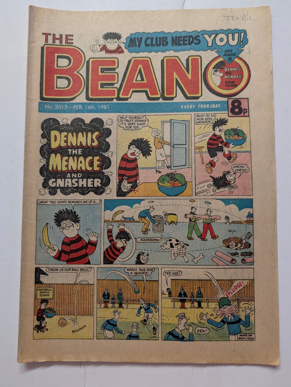 Beano Comic No 2013, February 14th 1981.