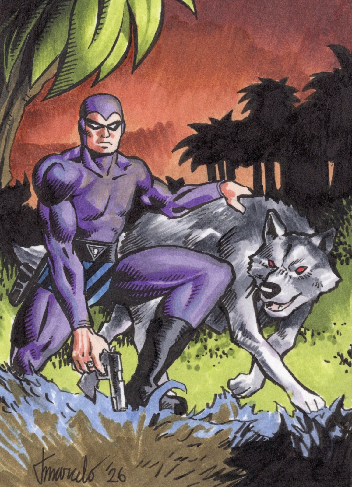 Scheda schizzo ORIGINALE 1/1 Il Fantasma e il Diavolo PSC Fan Art
