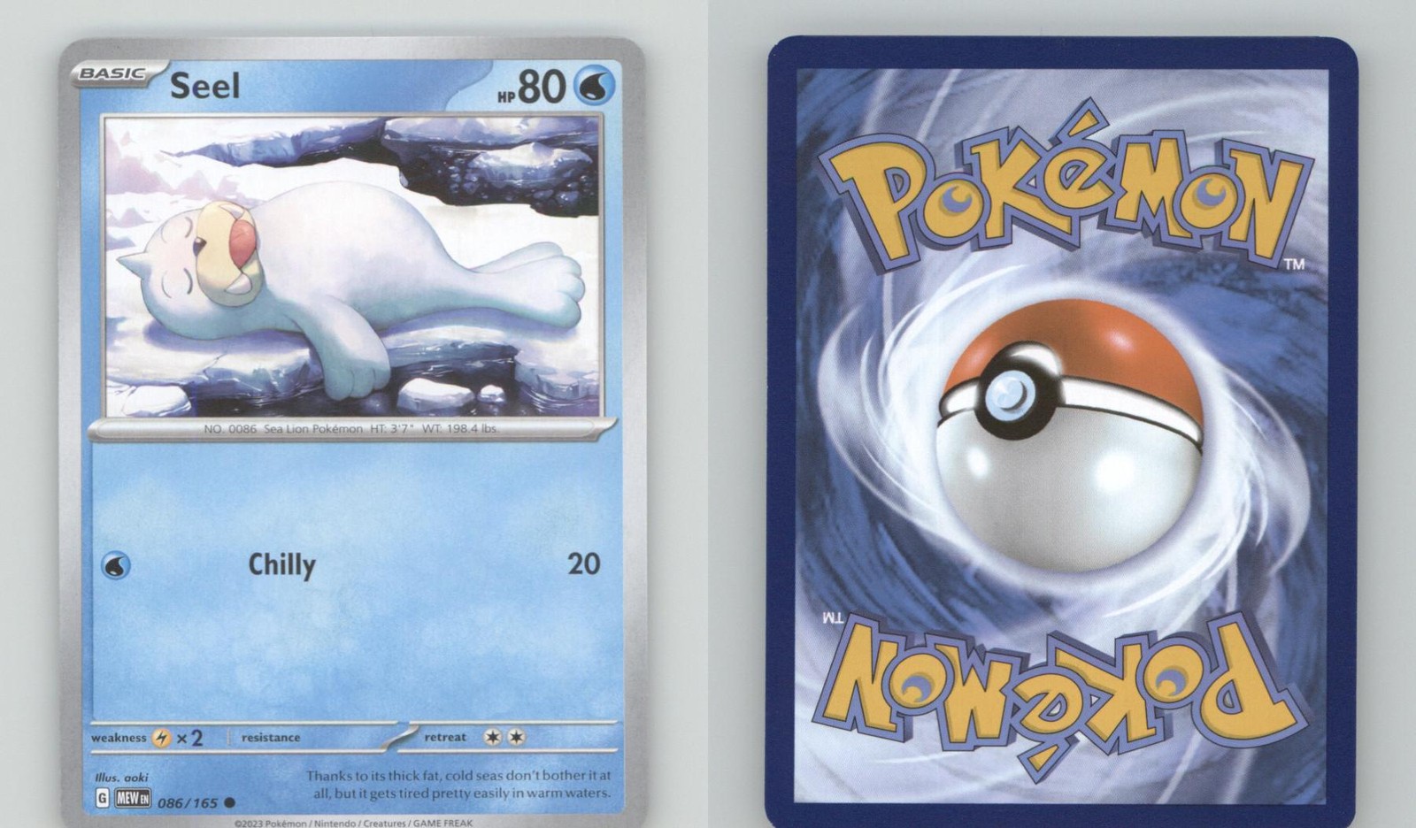 Pokemon Seel 086/165 comuni 151 quasi nuovi