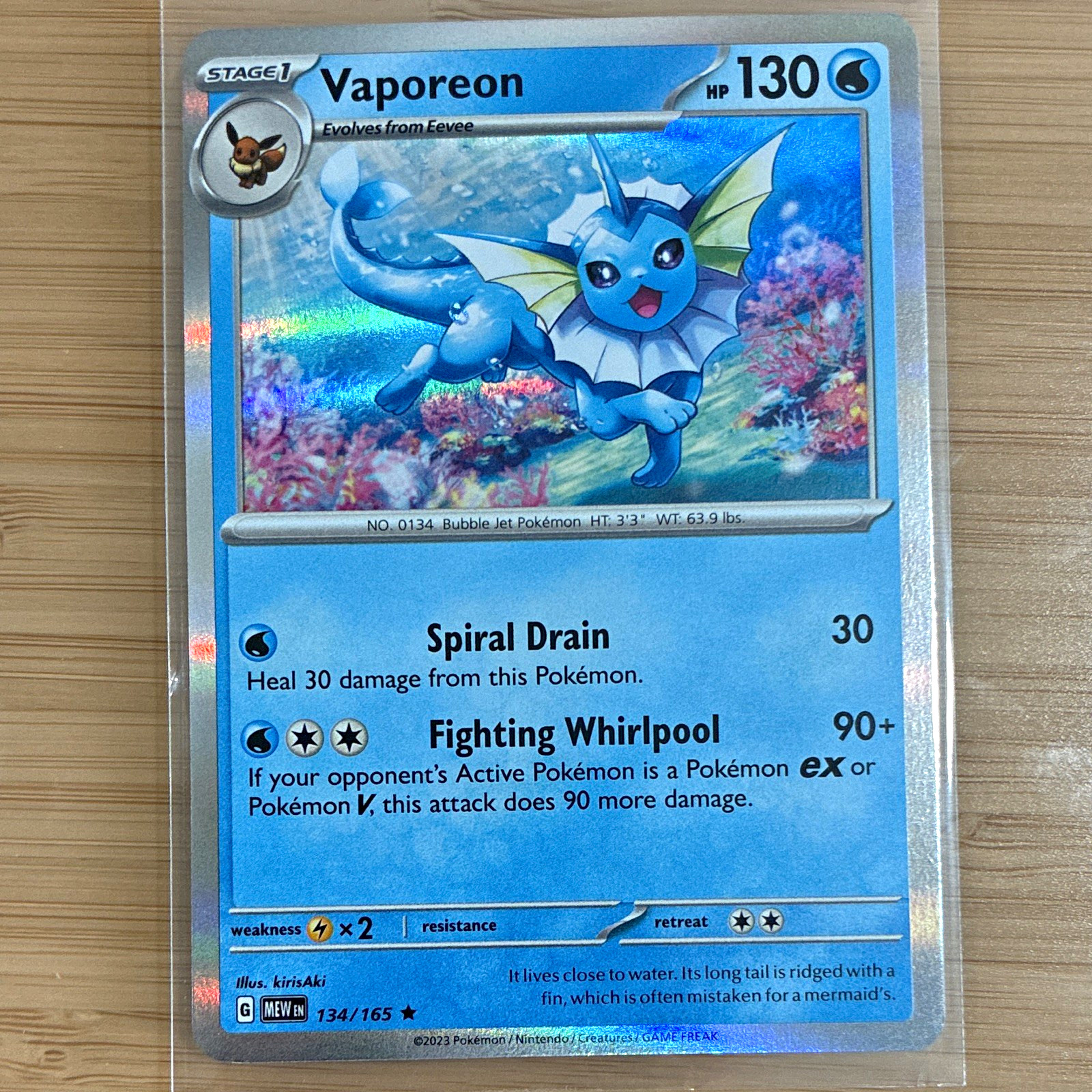 The Pokémon Company Vaporeon #134/165 Sv Scarlatto e Viola 151 Holo Raro ENG