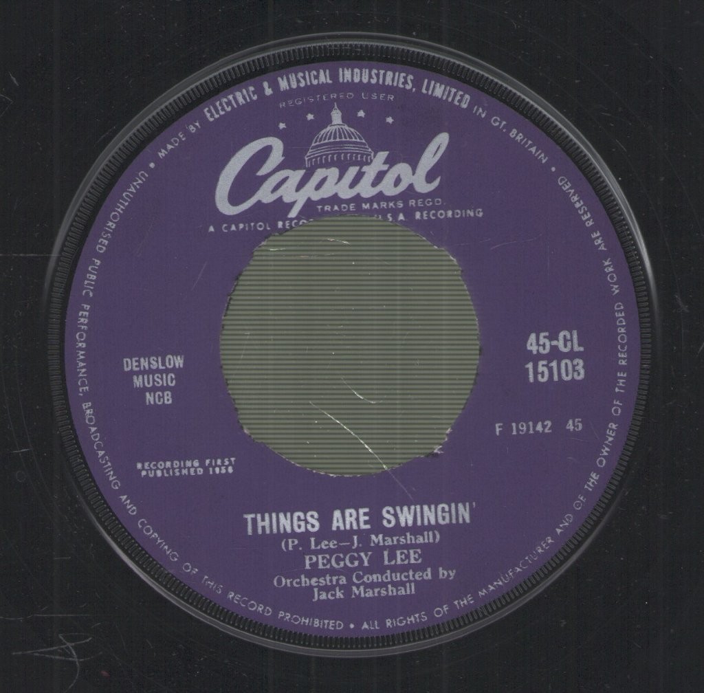 Peggy Lee Things Are Swingin' Vinile 7" UK Capitol 1959, Etichetta Dinked Centre