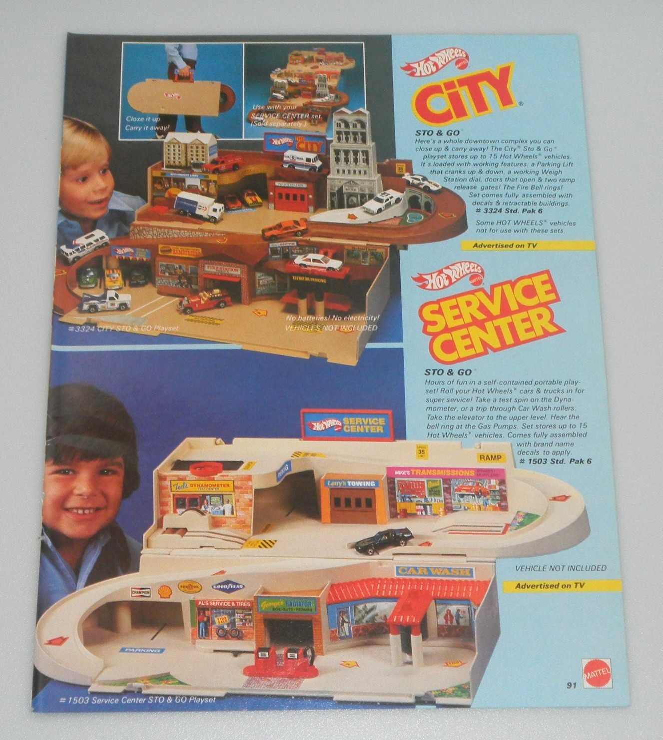 Vintage 1983 Hot Wheels City Service Center Sto & Go Ad Print Toy Catalog Promo