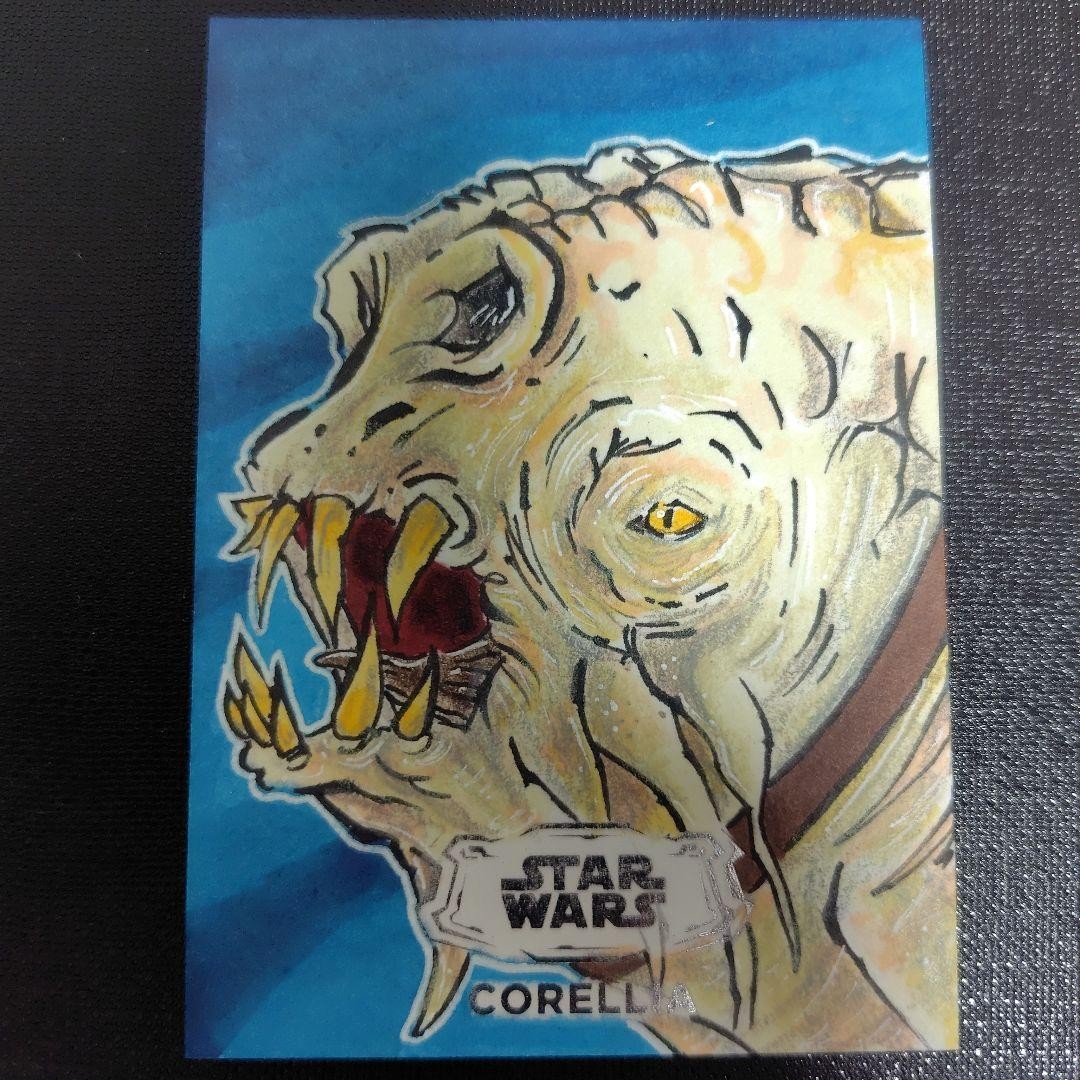 Carta schizzo Topps Star Wars creatura Corellian Hound Robert "El Smetcho" Garcia