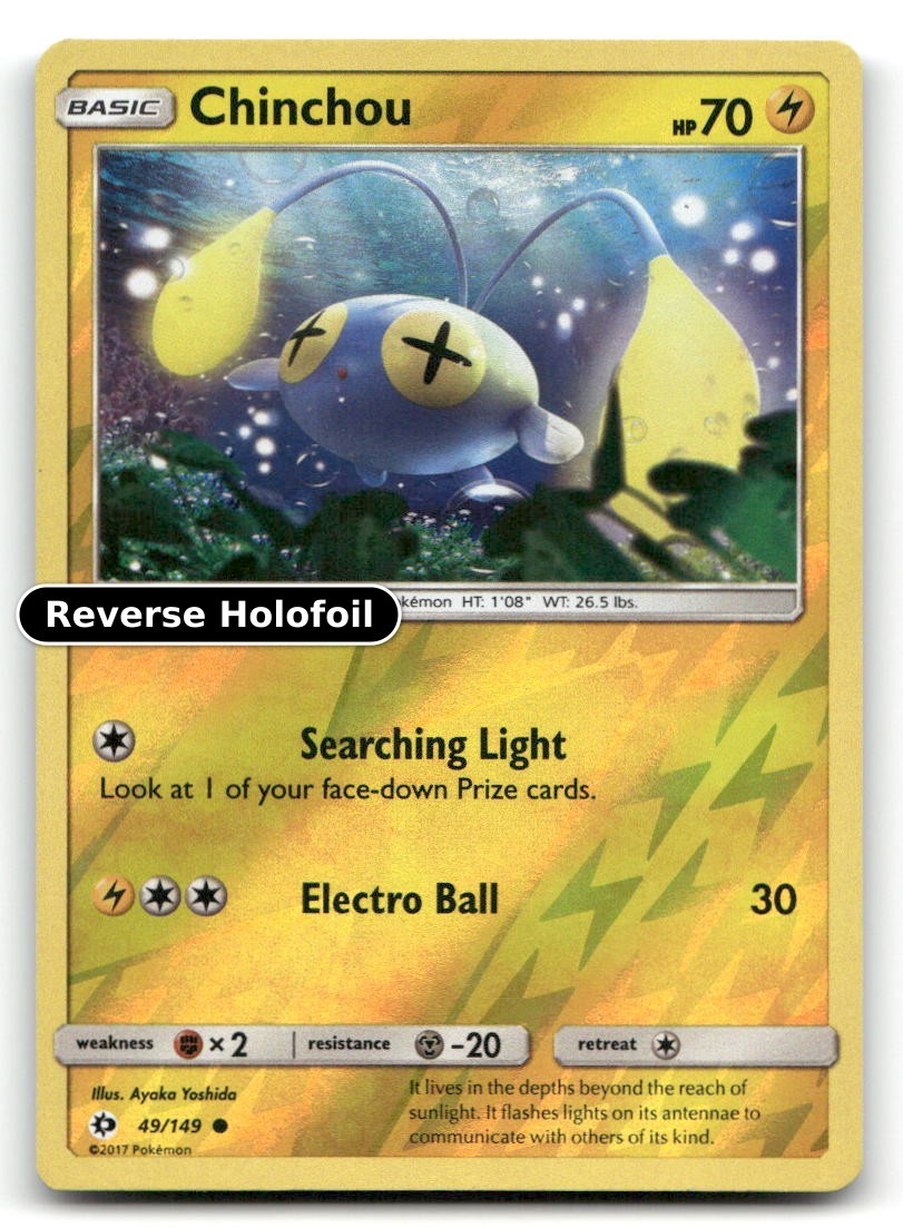 Chinchou Reverse Holofoil SM Set Base 49/149 LP Pokemon