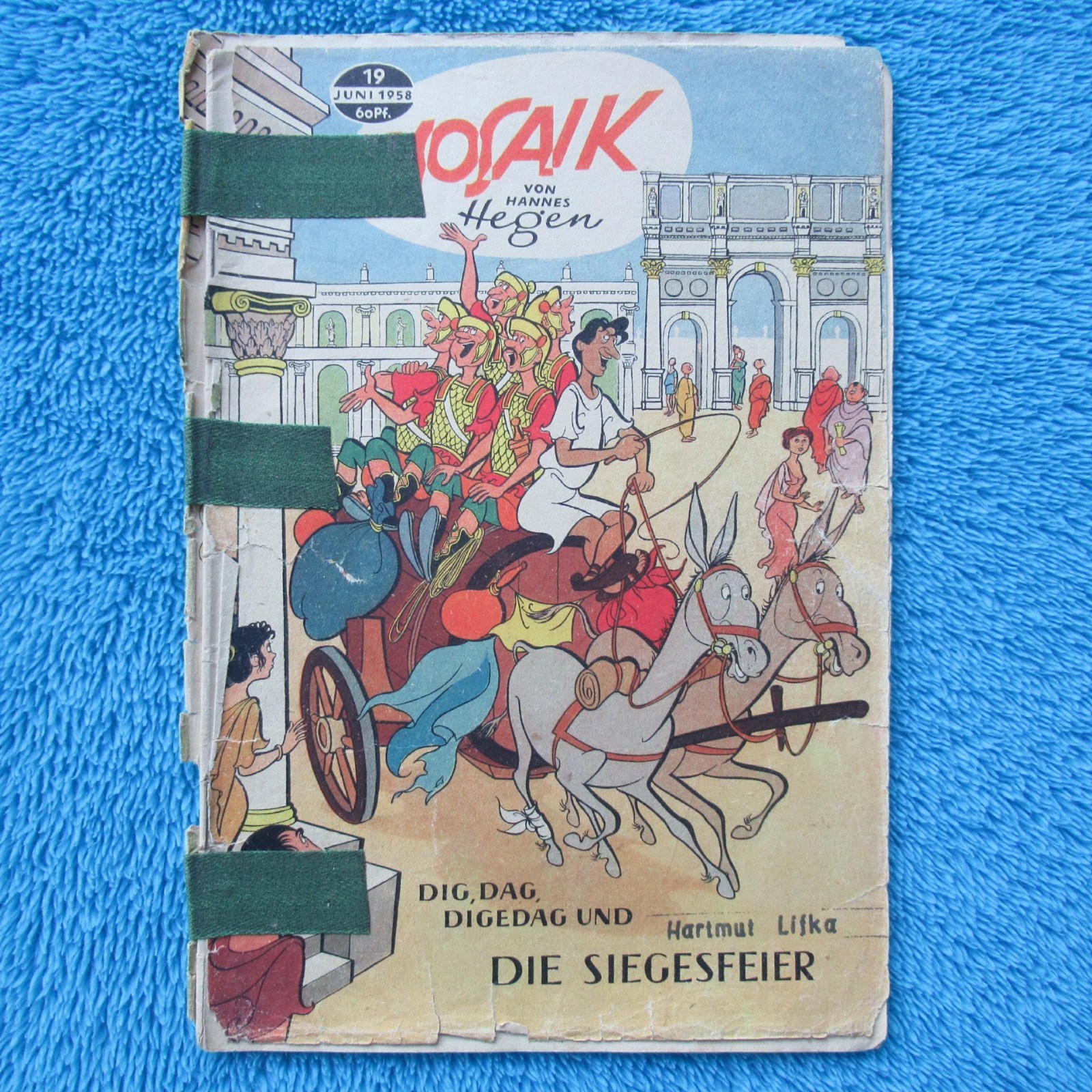 MOSAICO Digedags n. 19 "Die Siegesfeier" 1958 RDT Hannes Hegen timbro incollato