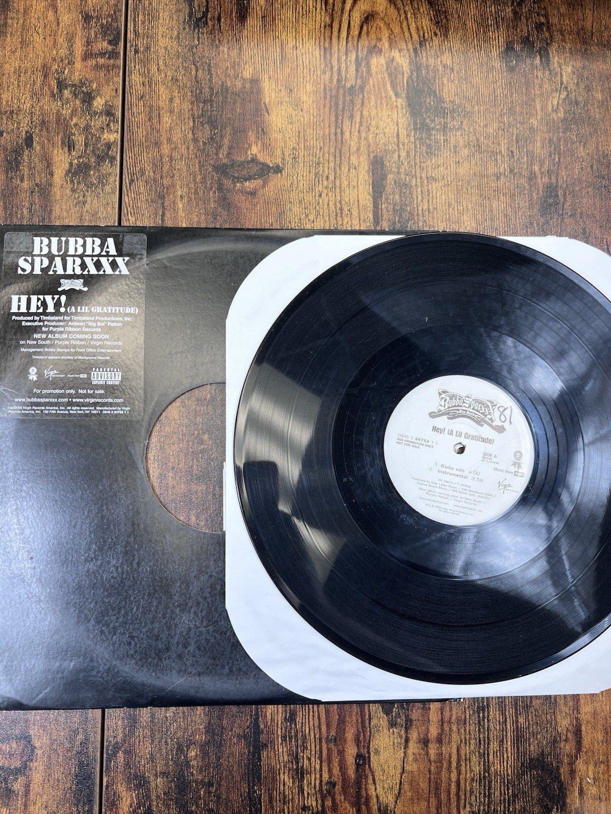Vintage Bubba Sparxxx Hey A Lil Gratitude 12" LP Record Album Vinyl