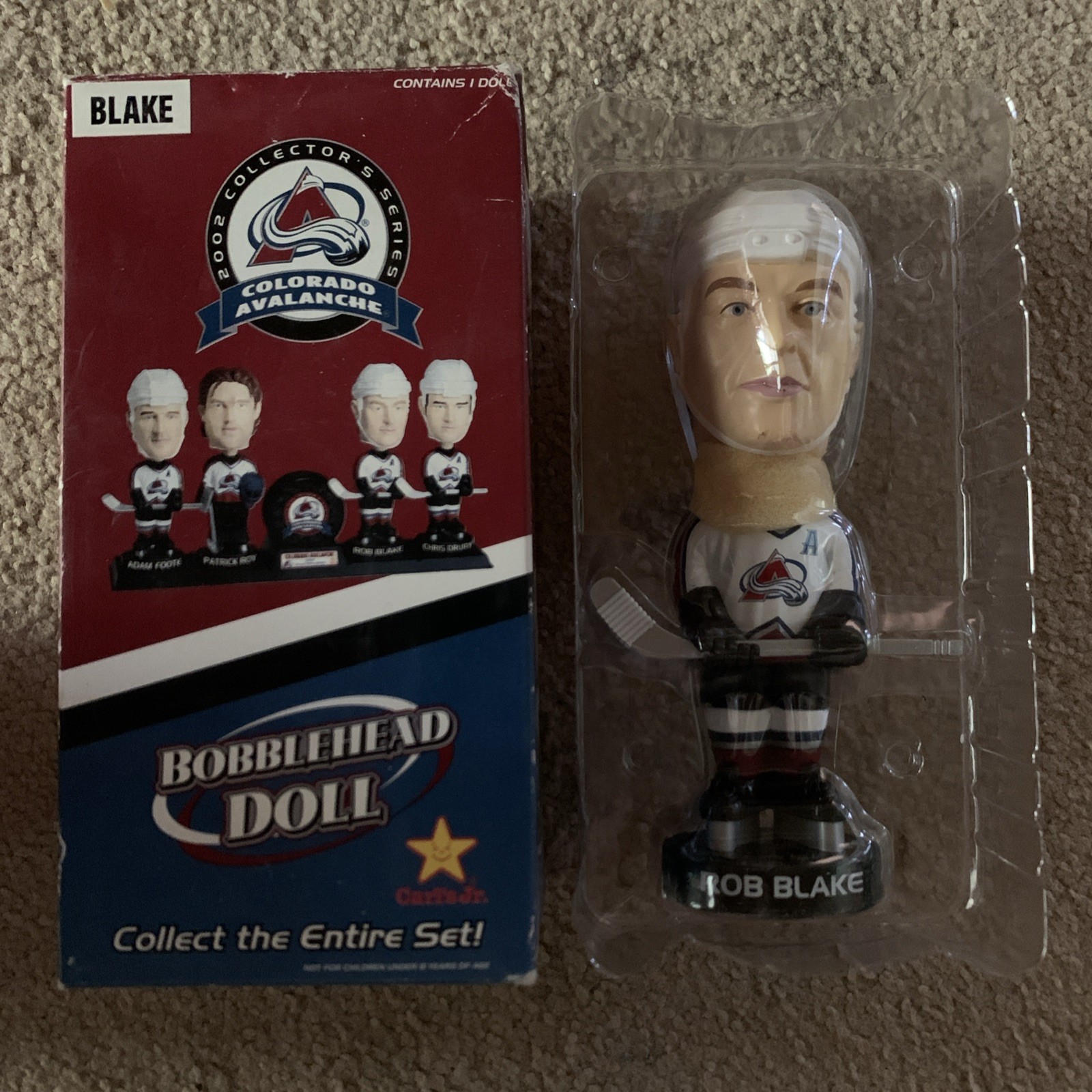 Modellino Colorado Avalanche BobbleHead Rob Blake 2002 con scatola