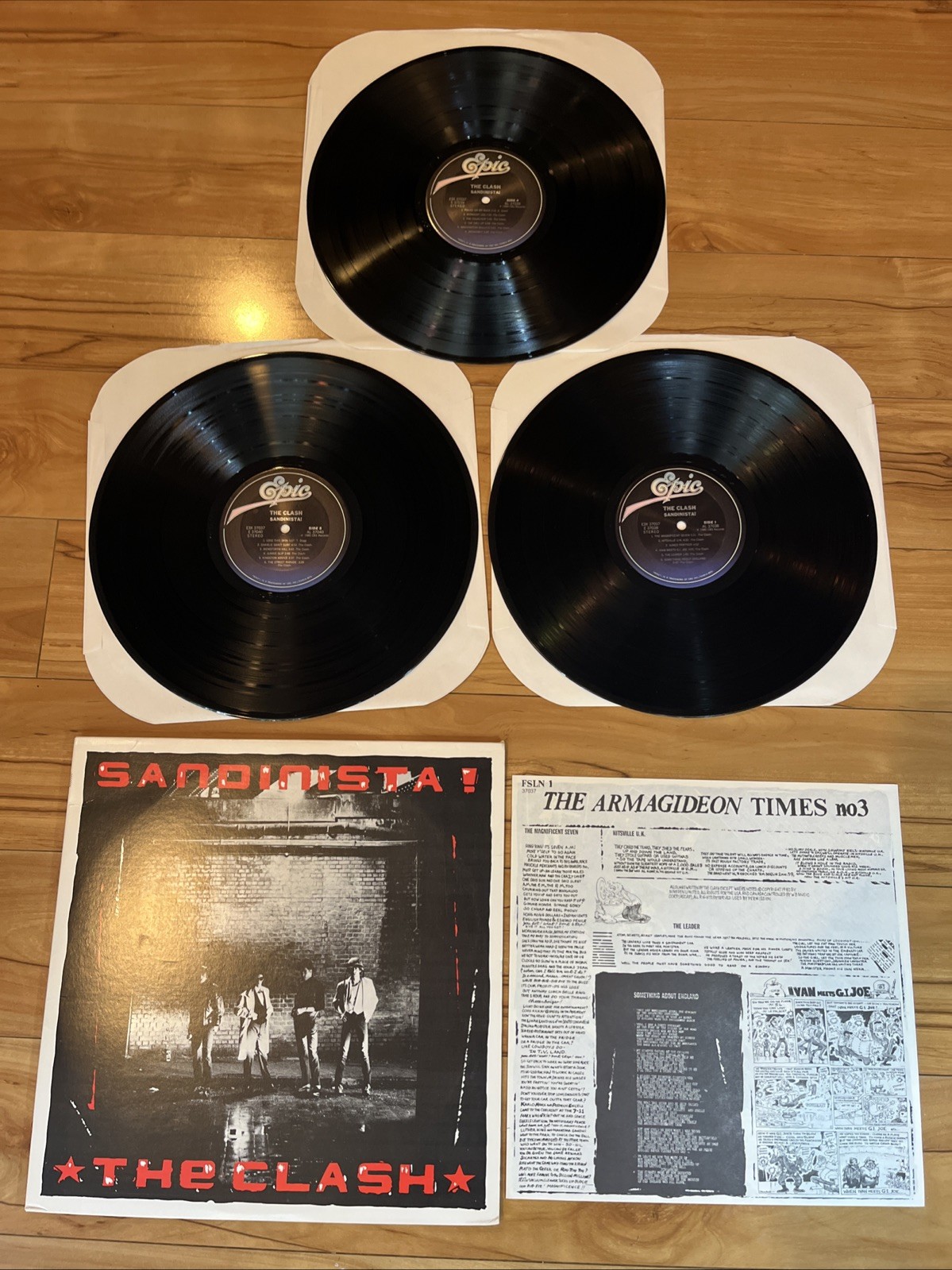 THE CLASH "Sandinista" US 1980 3LP W/ Poster Epic (E3X 37037) VG+