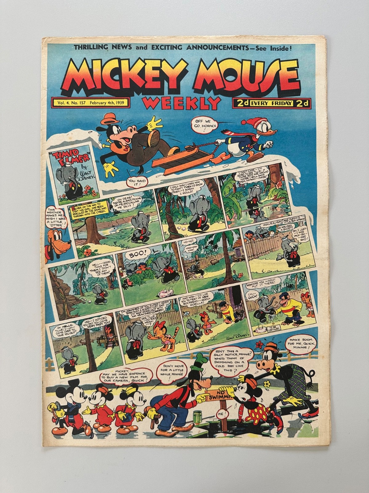 Mickey Mouse Weekly Comic #157 February 4th 1939 FN RARE
