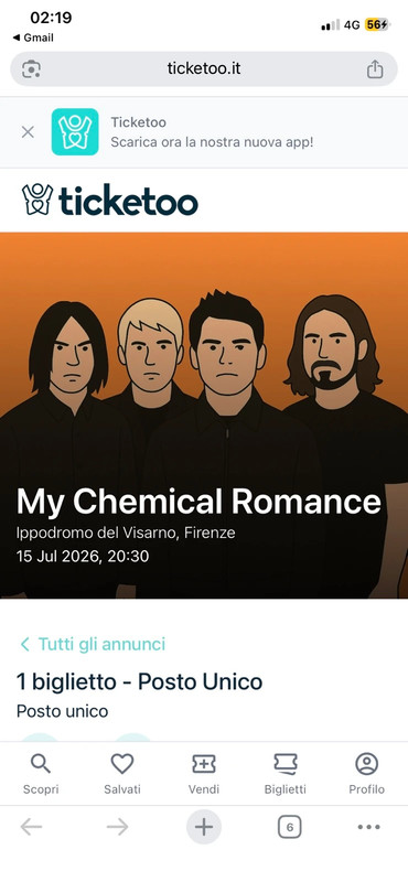 Annuncio vendita biglietto my chemical romance (non acquistare)