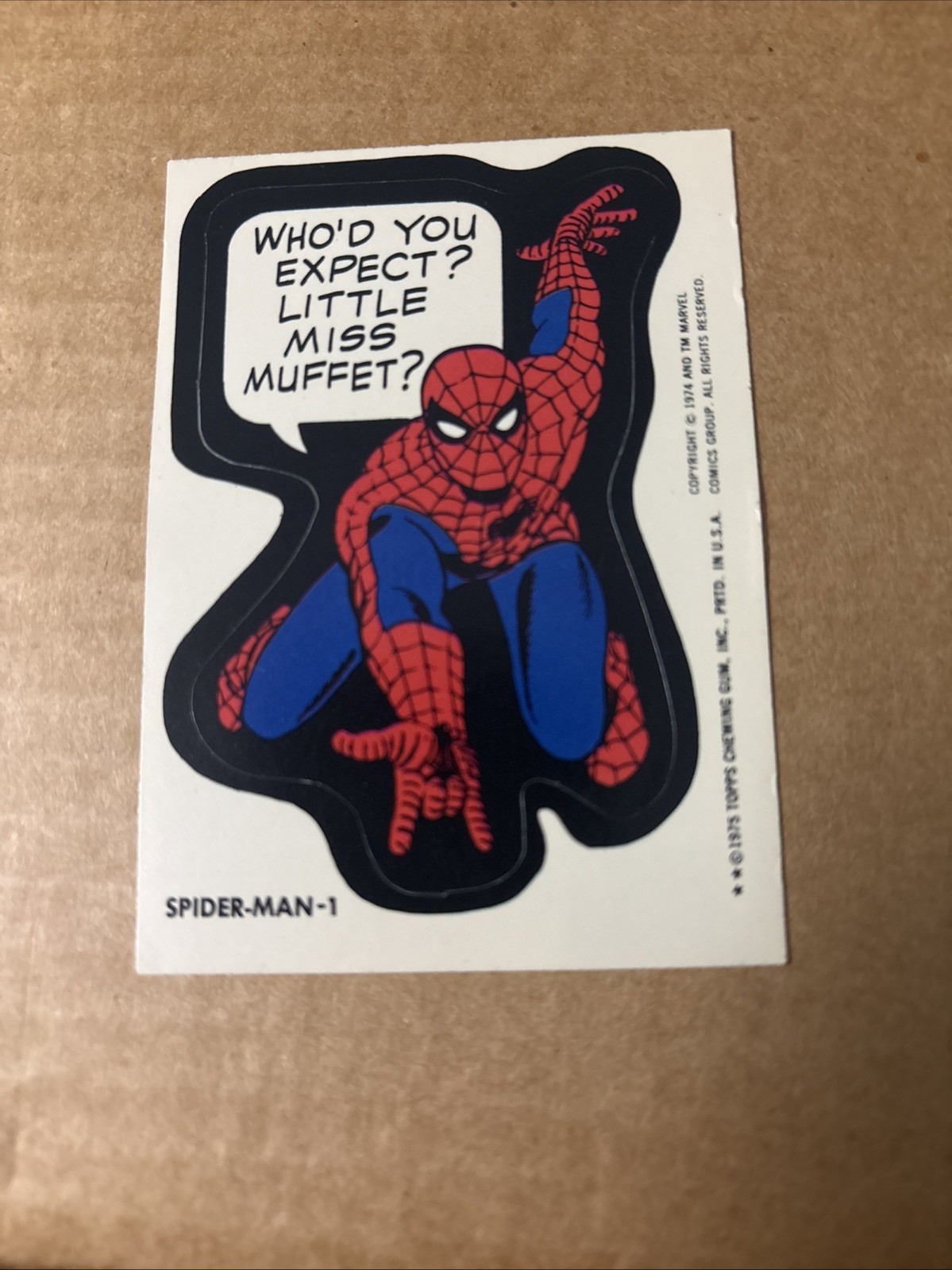 Adesivo Topps Marvel Comic Book Heroes Spider-Man #1 1975 AFFILATO! Vedi foto