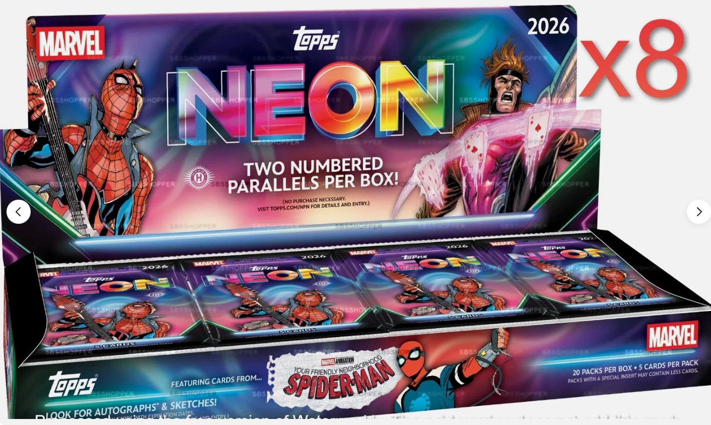 8 x 2026 Topps Neon Marvel Hobby Box (2/3 CASE) NEW FACTORY SEALED PRESALE