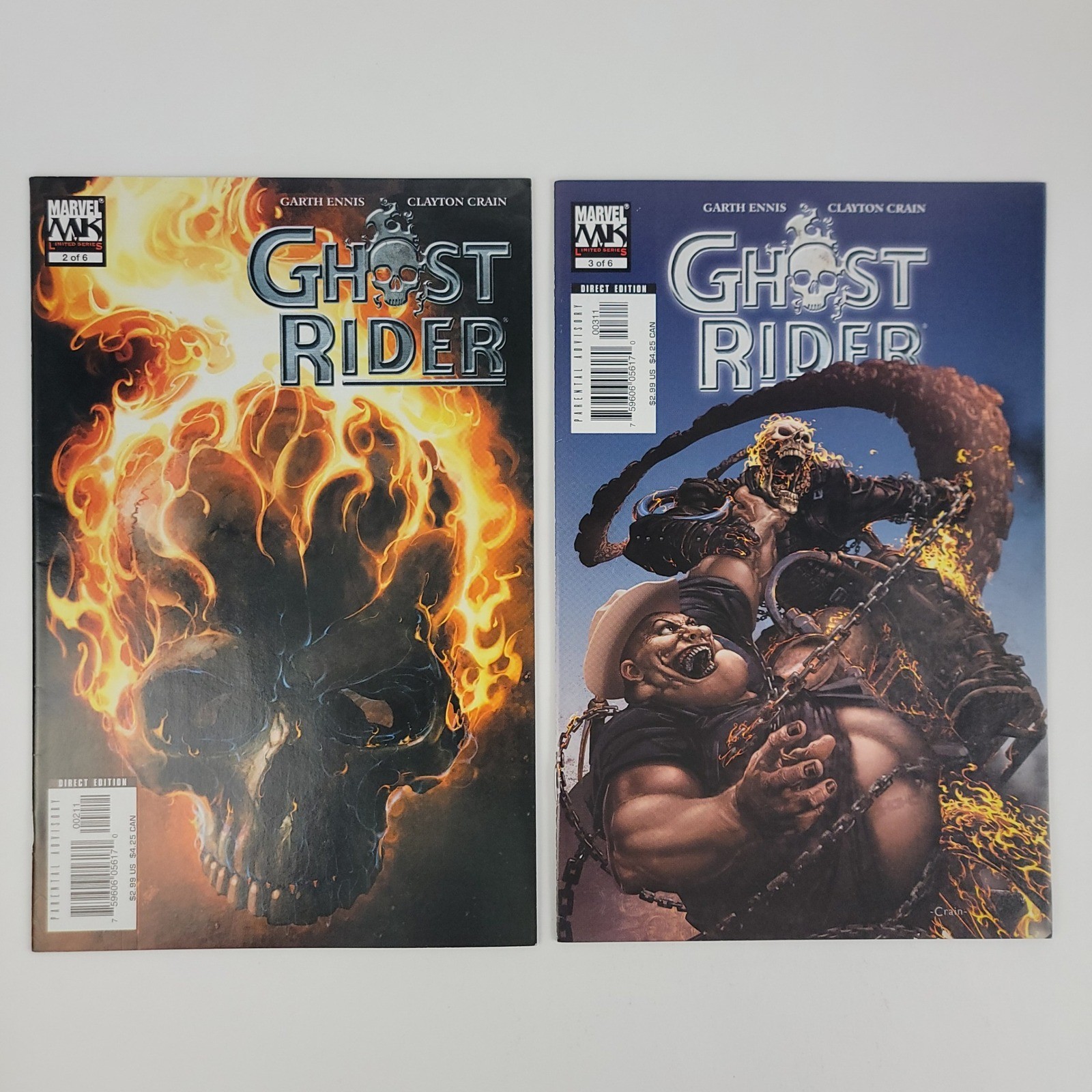 Ghost Rider Road to Damnation 2 3 Garth Ennis Clayton Crain Marvel Comics (2005)