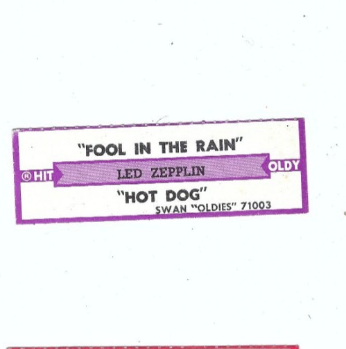 Led Zepplin "Fool In The Rain" Jukebox Title Strip