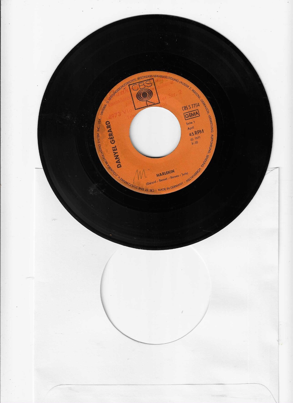 Daniel Gerard - Harlekin   Single 7" -