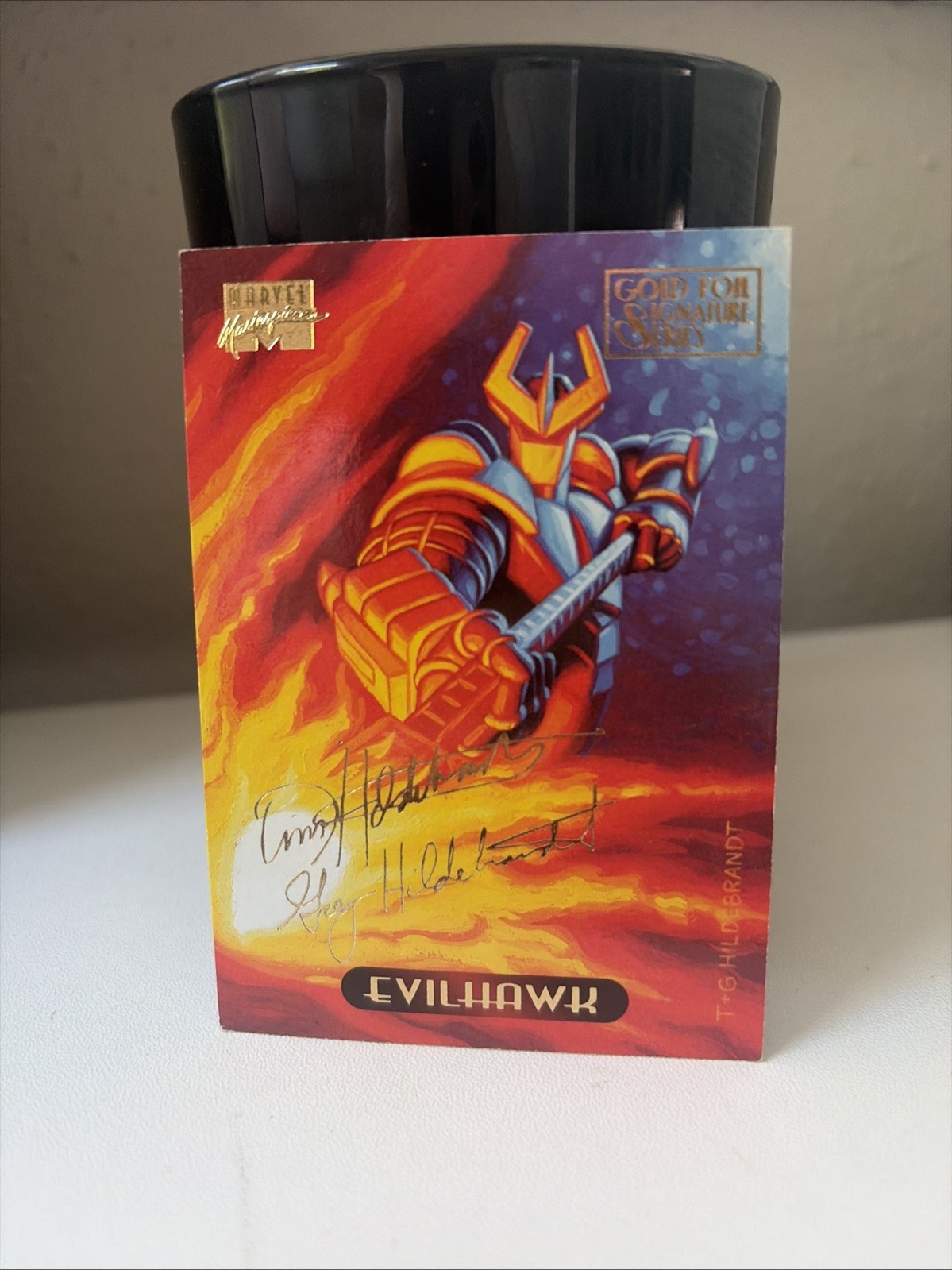1994 Marvel Masterpieces Gold Foil Signature Series #35 Evilhawk