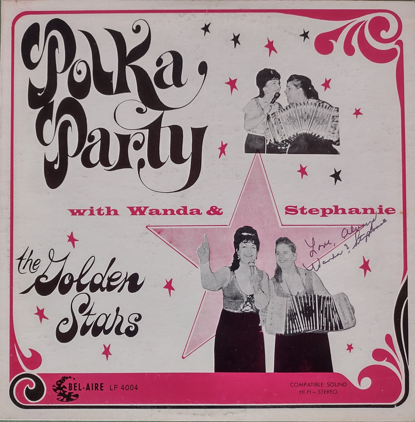 Wanda & Stephanie Polka Party SIGNED 1968 LP Vinyl Record Bel-Aire