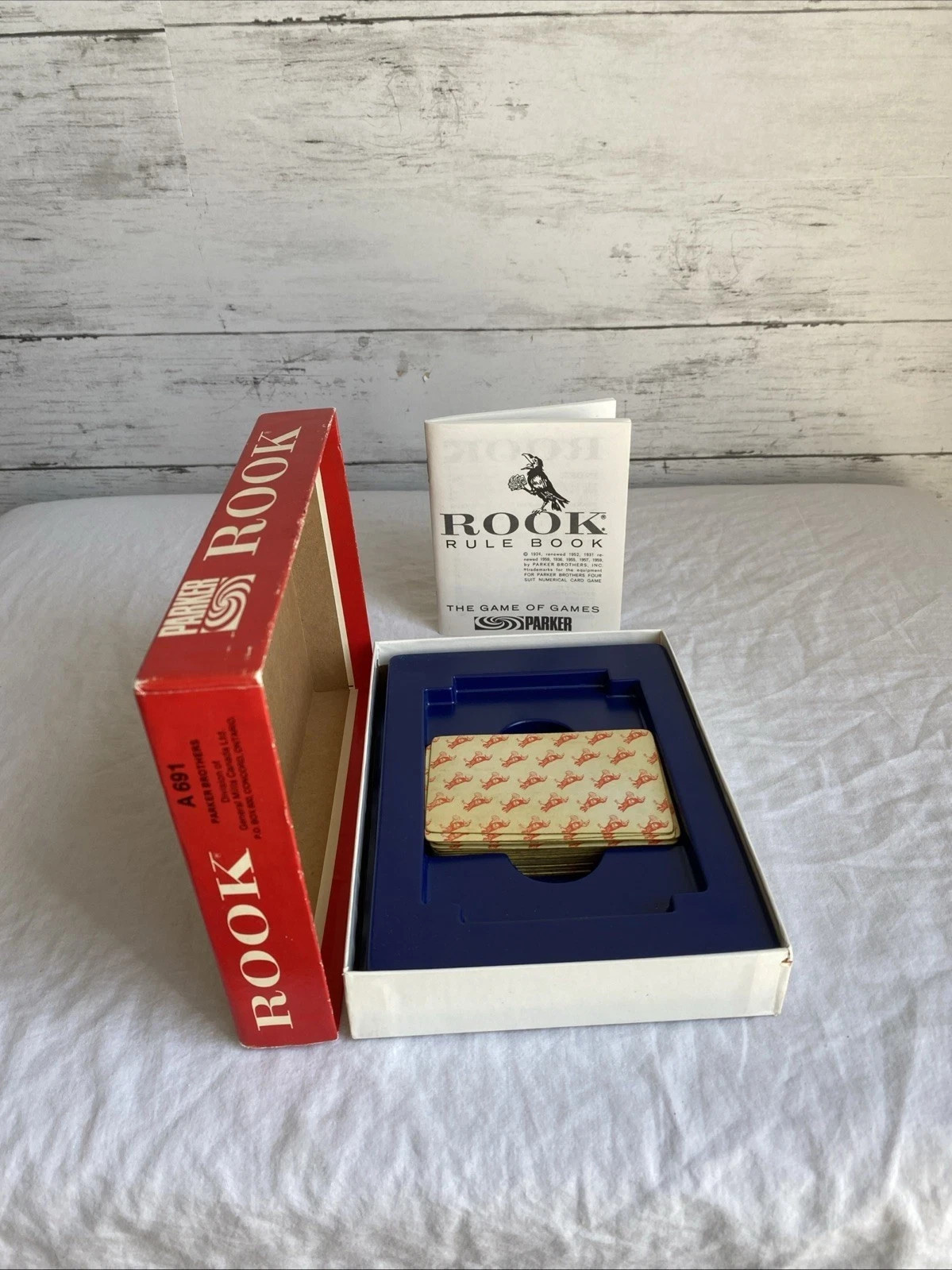 1963 PARKER BROTHERS ROOK  CARD GAME RED BOX COMPLETE With Manual Made In Canada