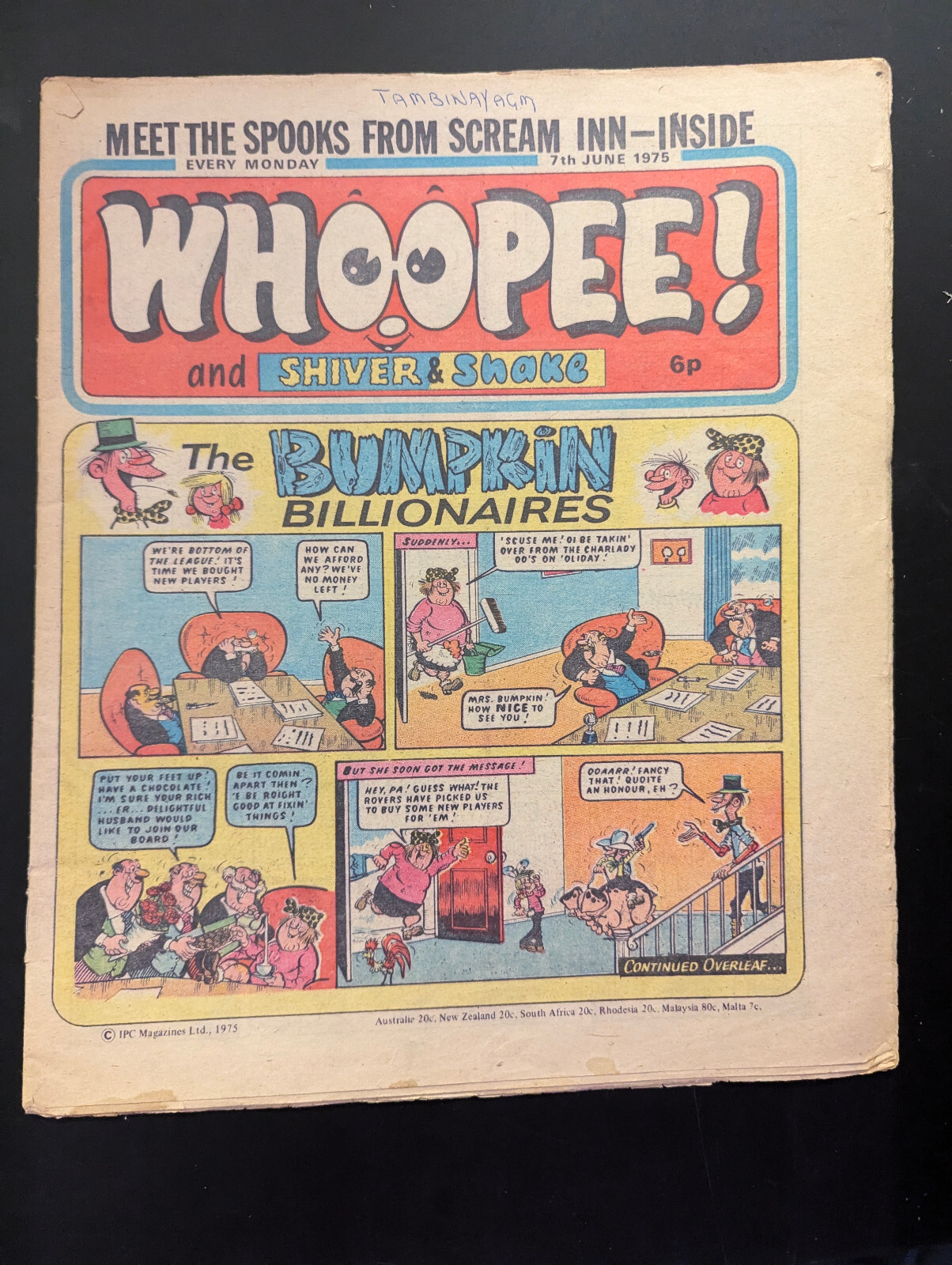 Whoopee and Shiver and Shake Comic, 7th June 1975, IPC.