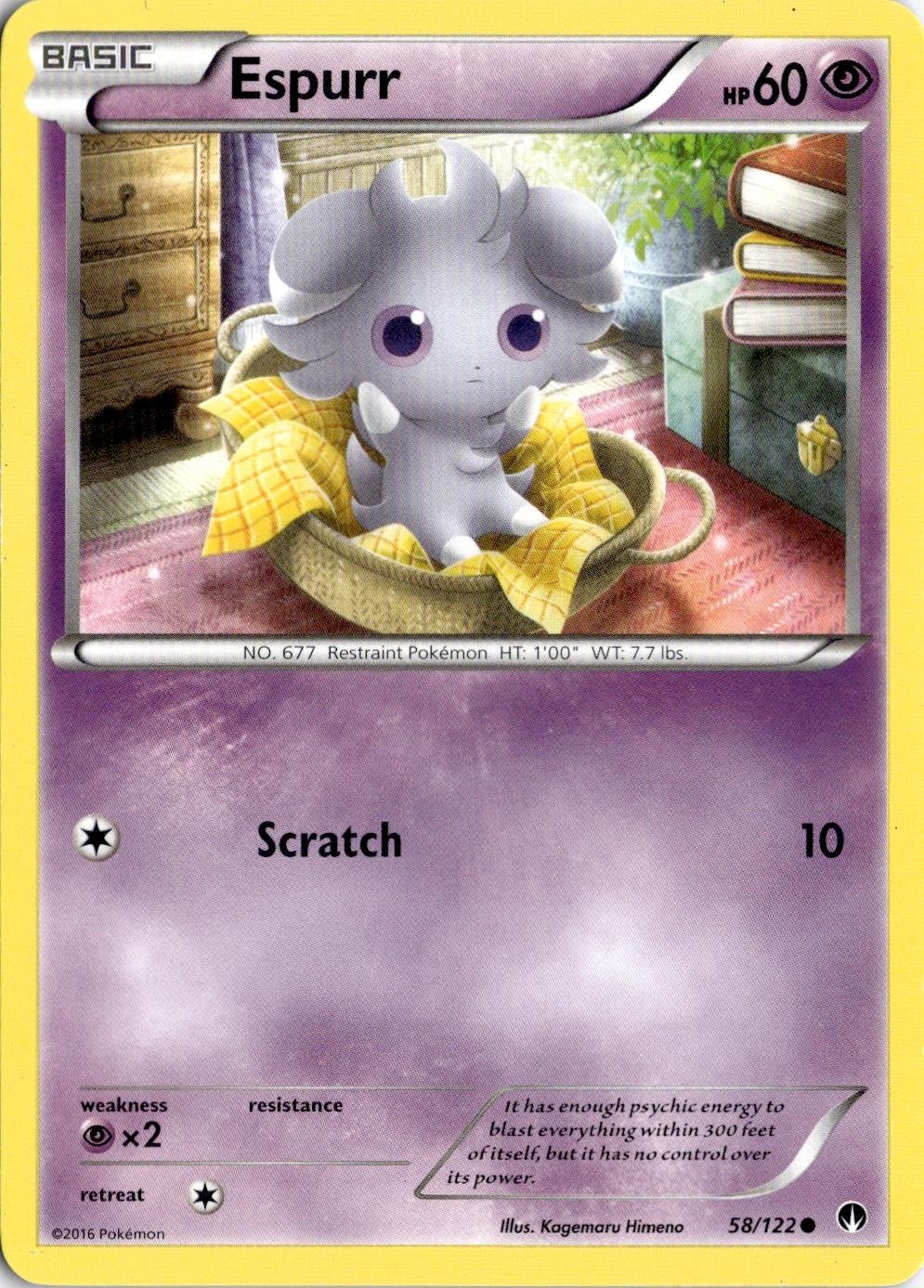 Pokemon Espurr 58/122 punto di rottura comune giocato moderatamente