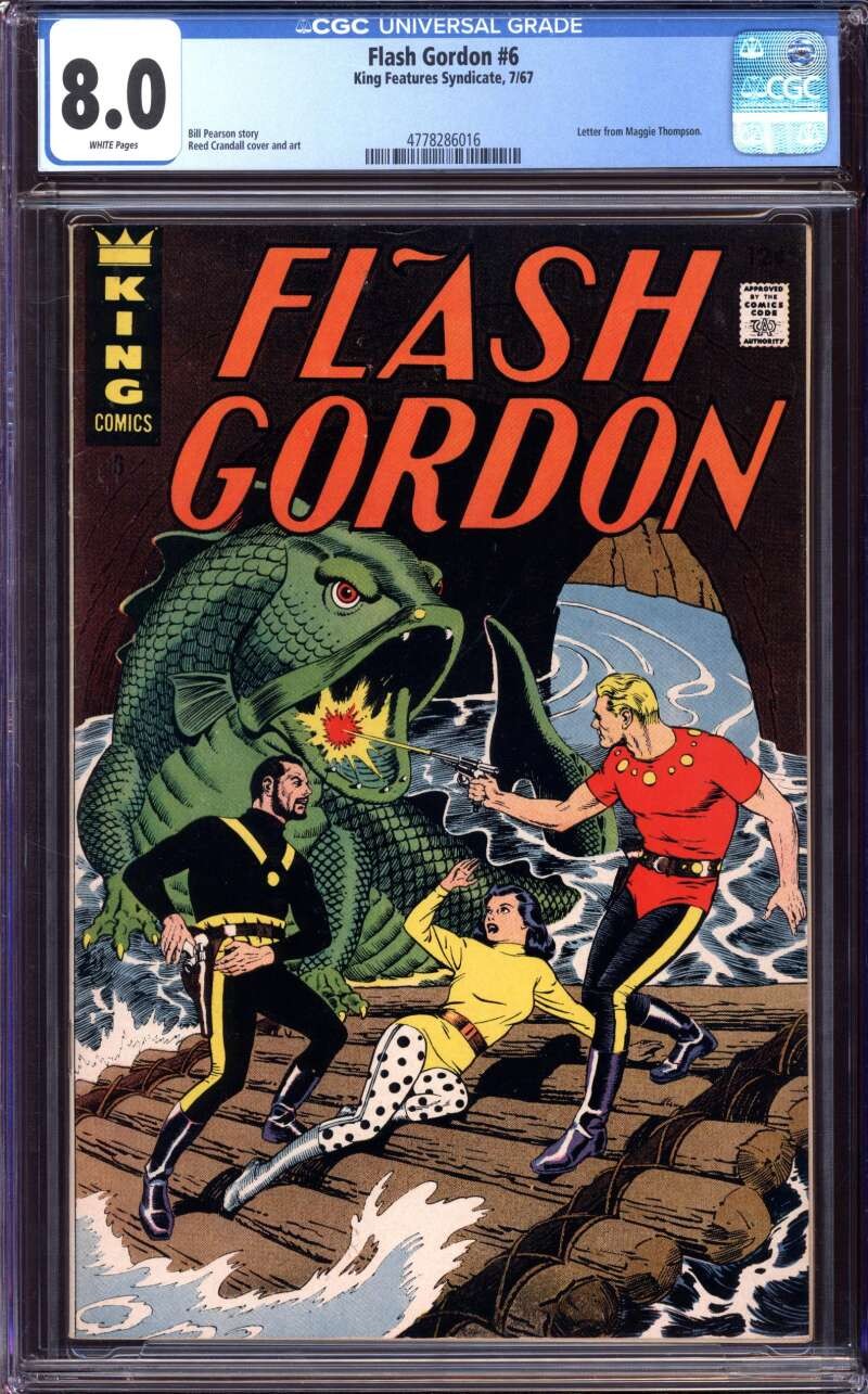 FLASH GORDON #6 CGC 8.0 WHITE PAGES // KING FEATUERS COMICS 1967