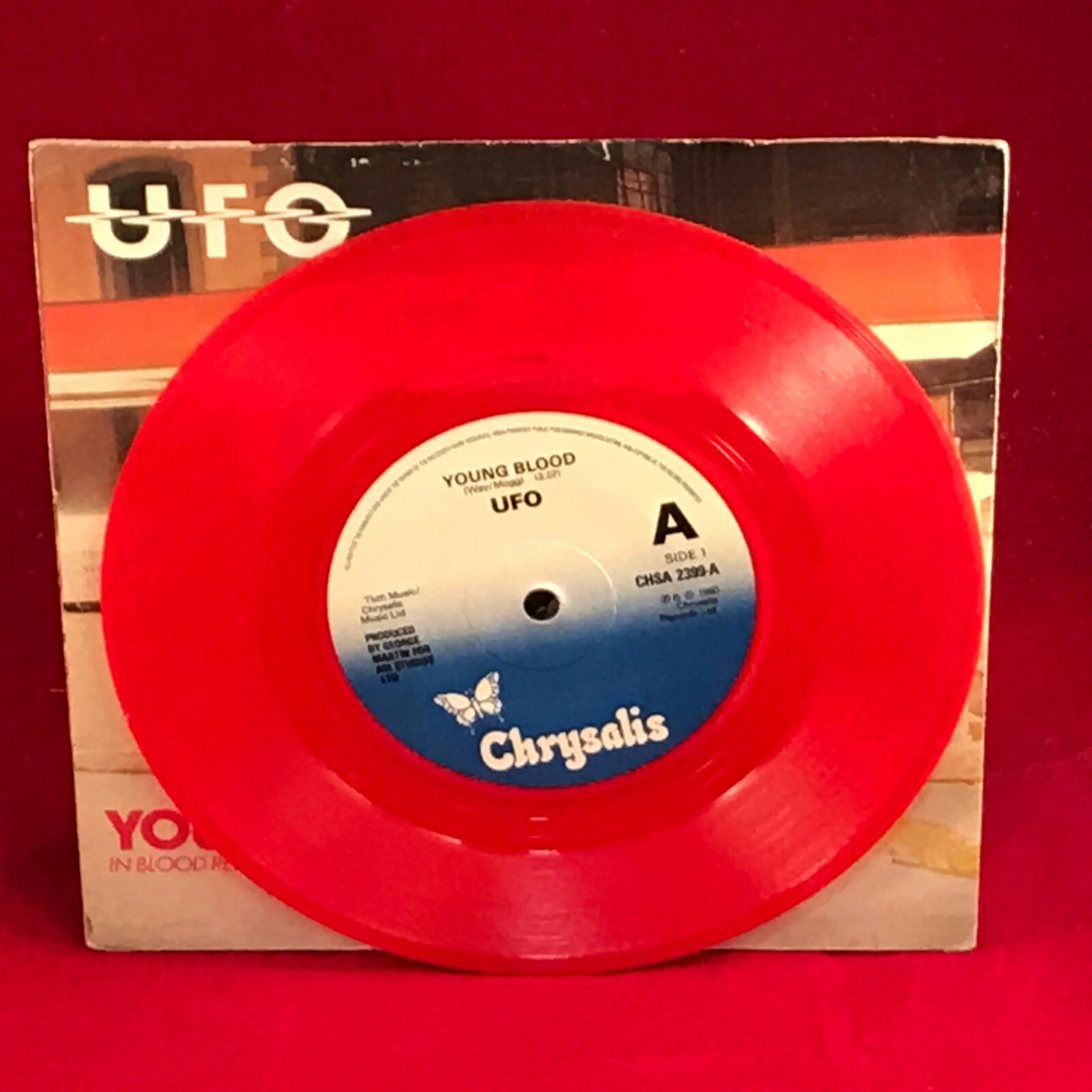 UFO Young Blood 1980 UK 7" RED Vinyl Single Chrysalis 45 record original