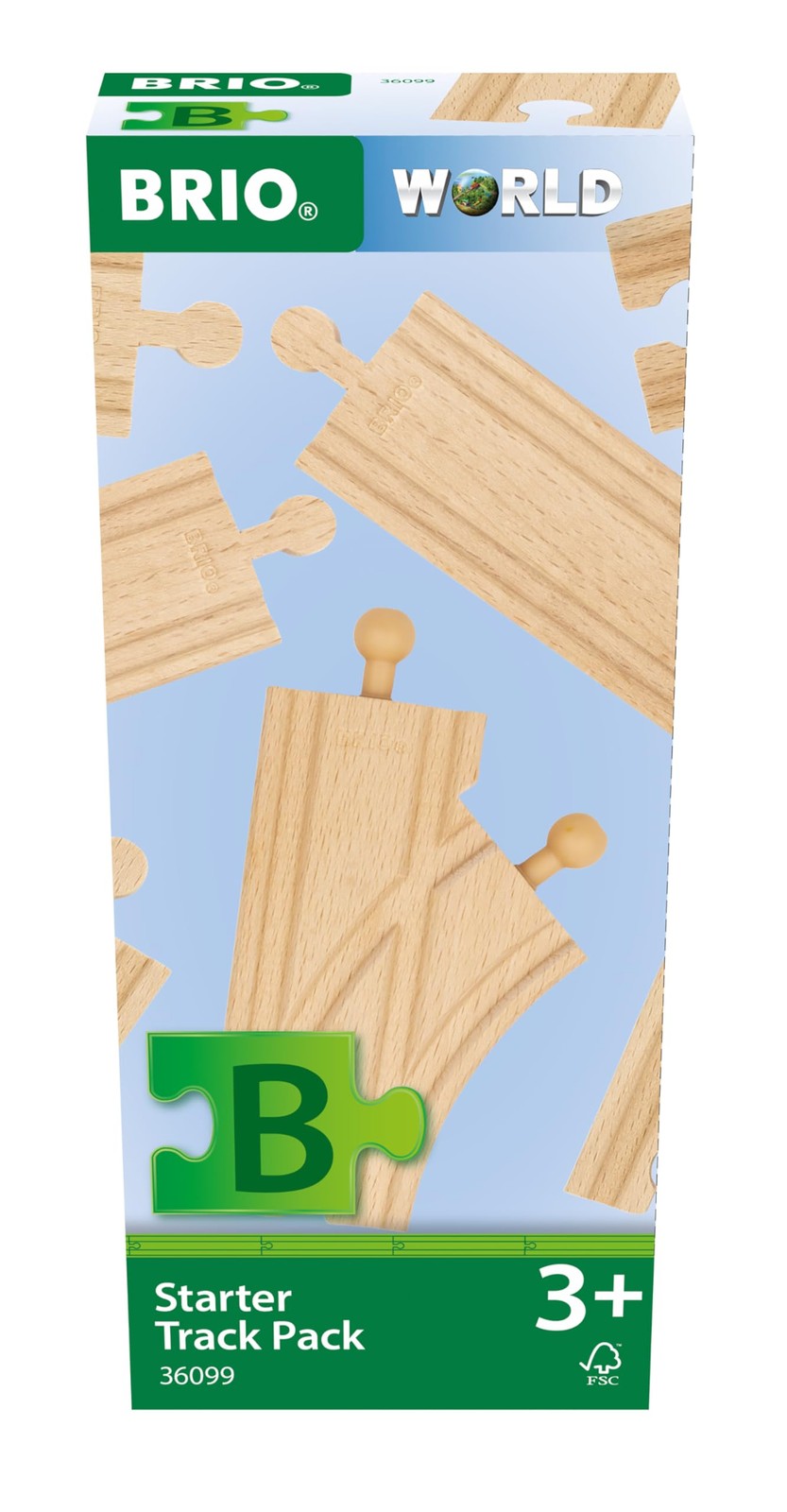 BRIO World 36099 Rail Starter Assorment B | Set di guide in legno da mPsF
