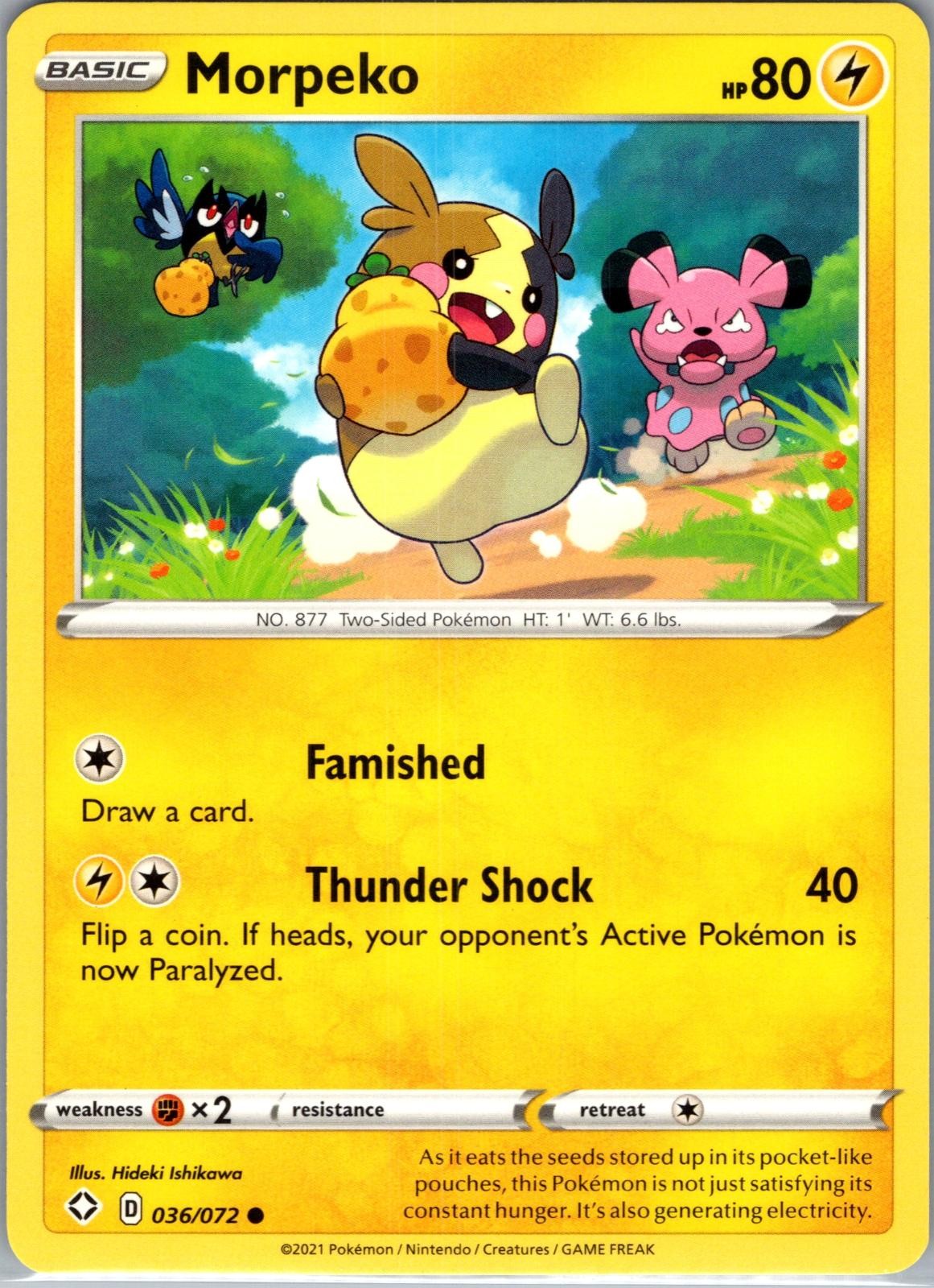 Morpeko 036/072 Pokemon Destino Lucente Comune Quasi Nuovo Hideki Ishikawa