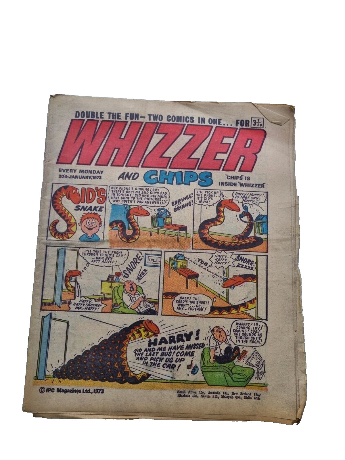 Whizzer and Chips - 20th January 1973 IPC Magazine British Weekly comic