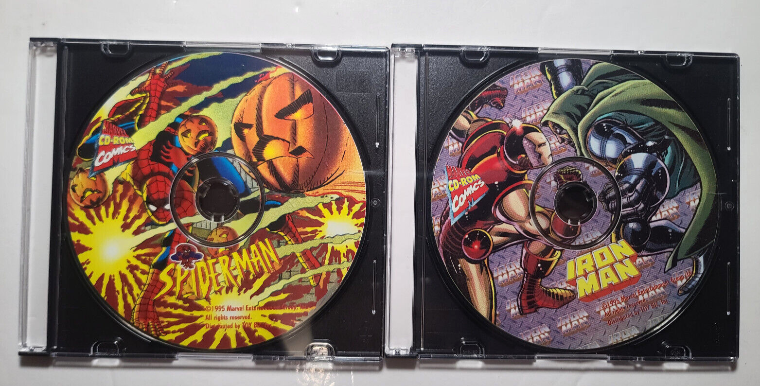 Snap Marvel Comics CD-Rom Fumetti Libreria Lotto di 2 Spiderman, Iron Man, Doom