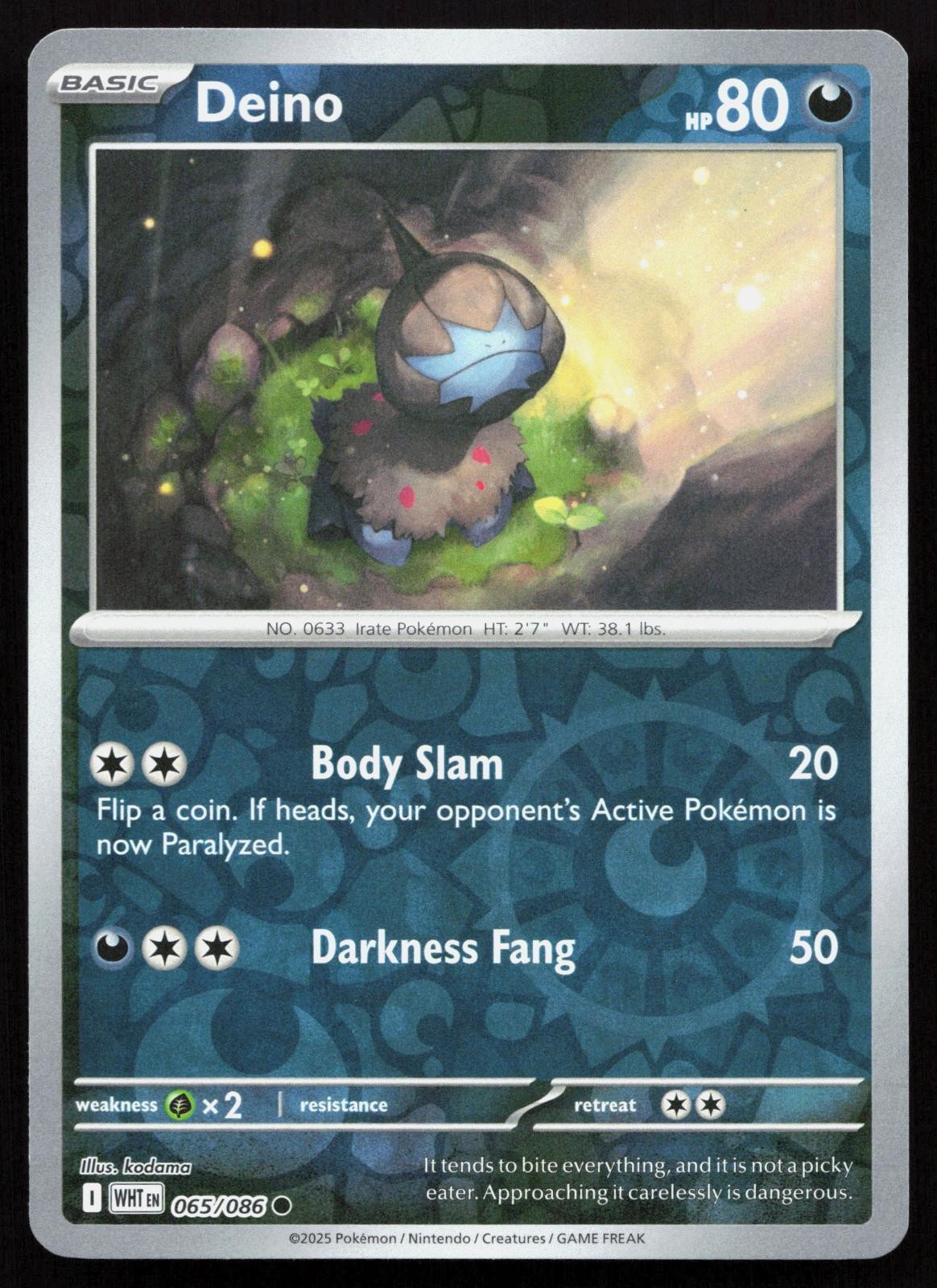 Deino 065/086 Common White Flare Pokemon Reverse Holo Near Mint
