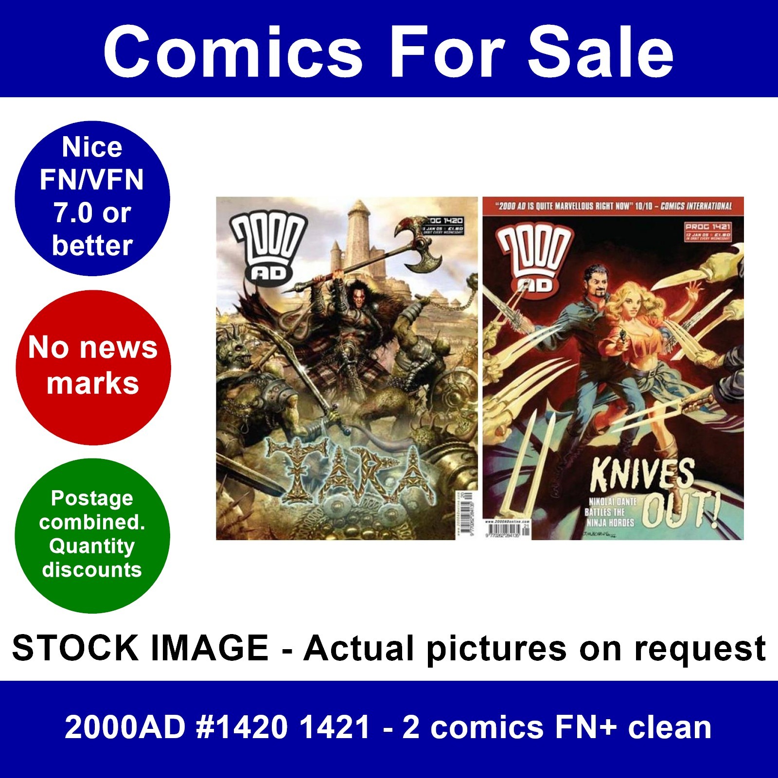 2000AD #1420 1421 - 2 comics FN+ clean