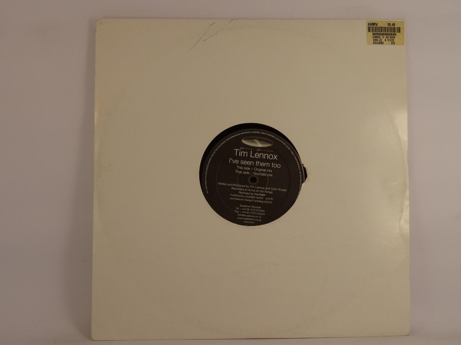 TIM LENNOX I'VE SEEN THEM TOO (28) 2 Track 12" Single plus Company Sleeve SOULST