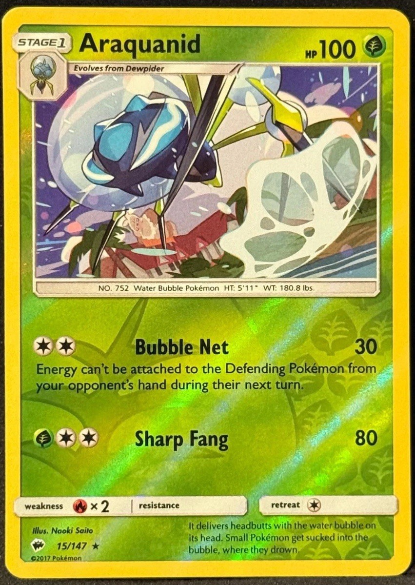Araquanid 15/147 Raro Pokemon Ombre Brucianti Reverse Holo Near Mint