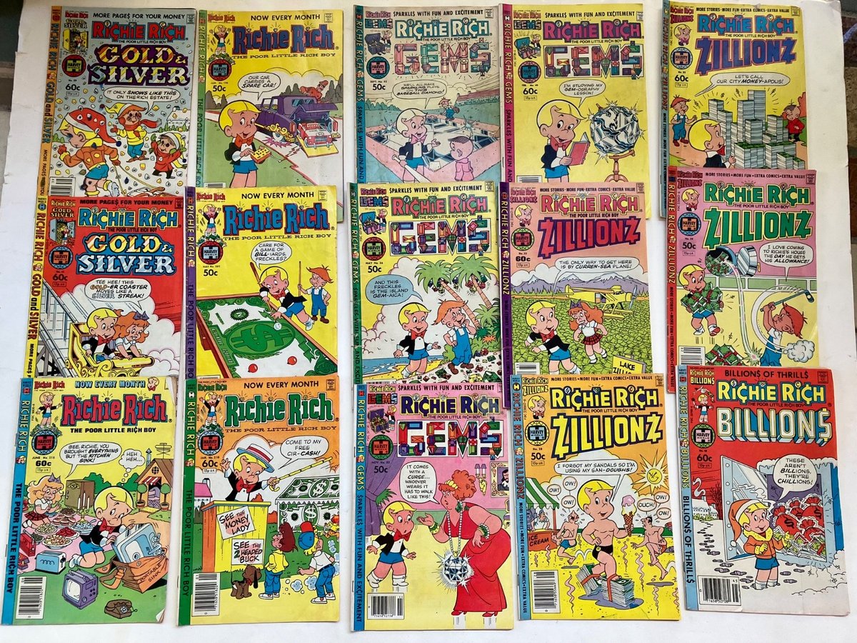 15 fumetti vintage RICHIE RICH vari numeri da 50 centesimi a 60 centesimi -- LOTTO #2