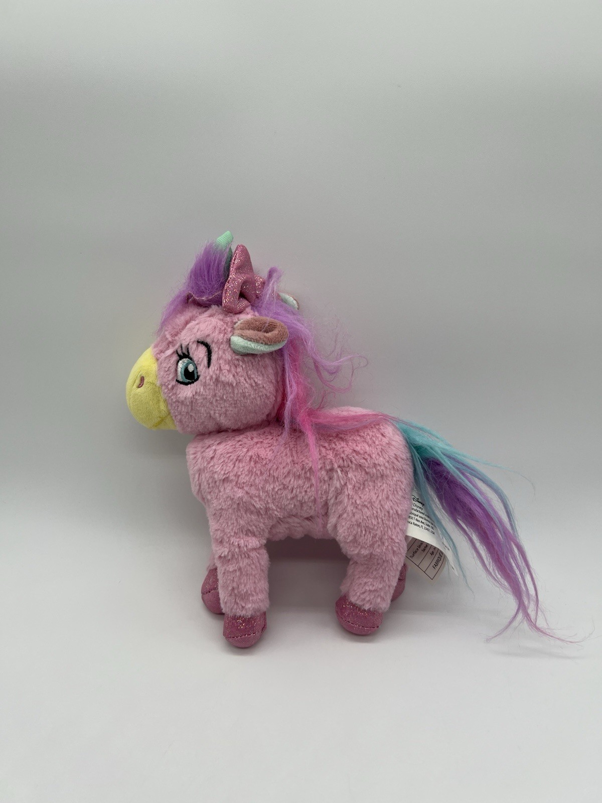 Disney Penelope Pink Unicorn Plush Minnie Mouse Bow 8” Stuffed Rainbow Plush