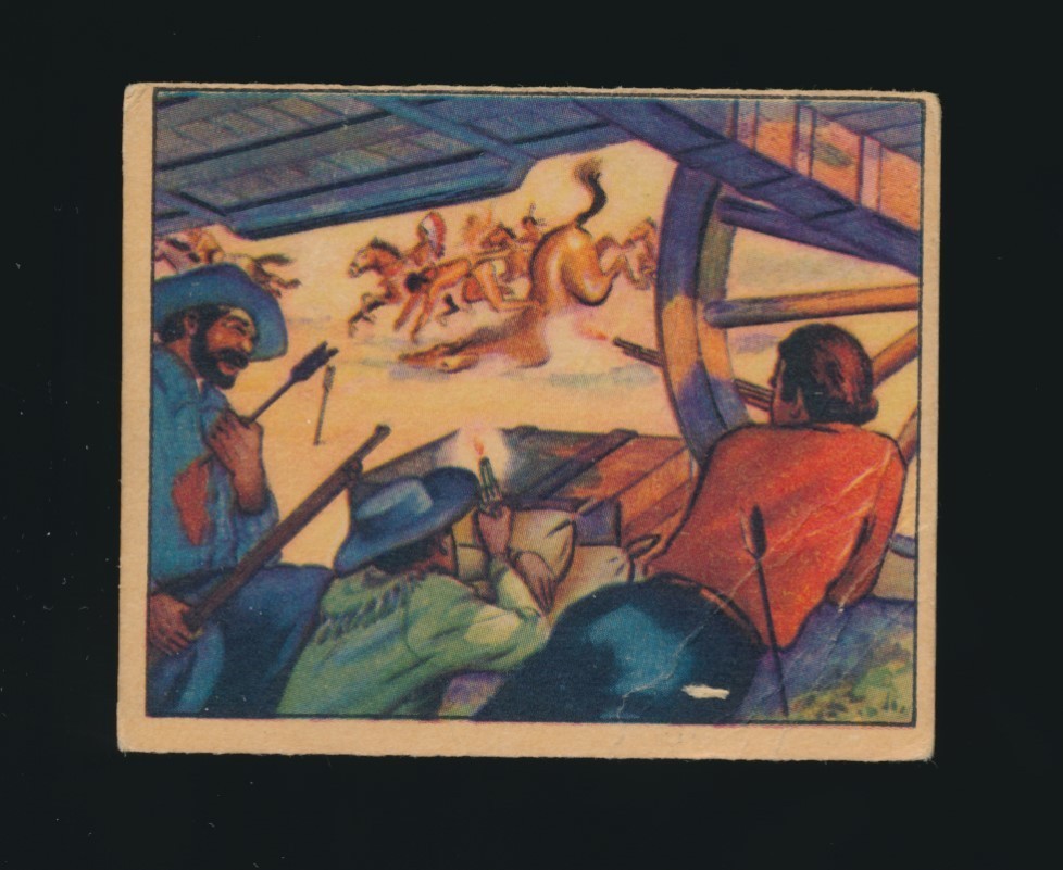 1949 Bowman Gum WILD WEST GUM -#A-14 INDIANI ATTACK WAGON (Vincere il West)