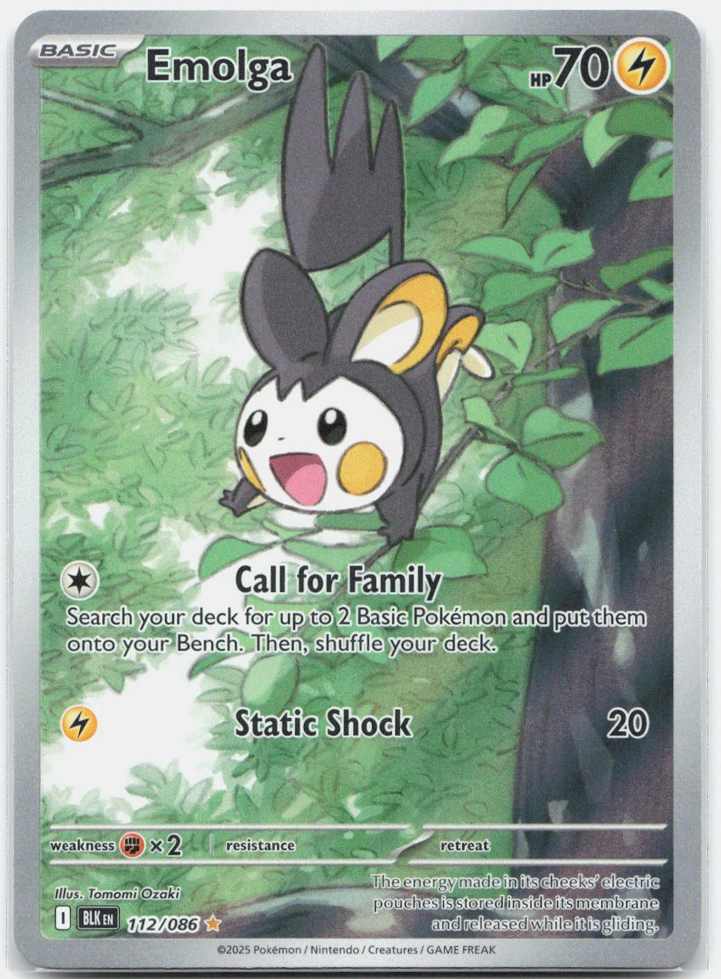 Emolga 112/086 Holo Illustrazione Raro Pokemon Bullone Nero Quasi Nuovo