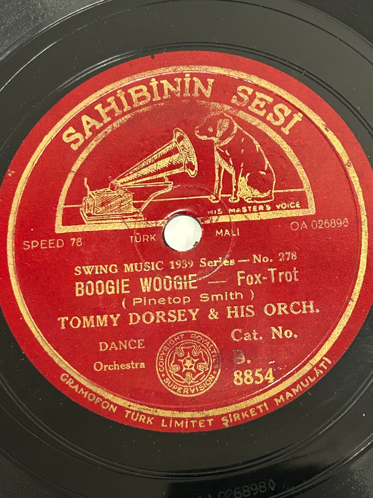 Tommy Dorsey RARE Turkish Label Victor HMV - Tin Roof Blues Boogie Woogie Swing