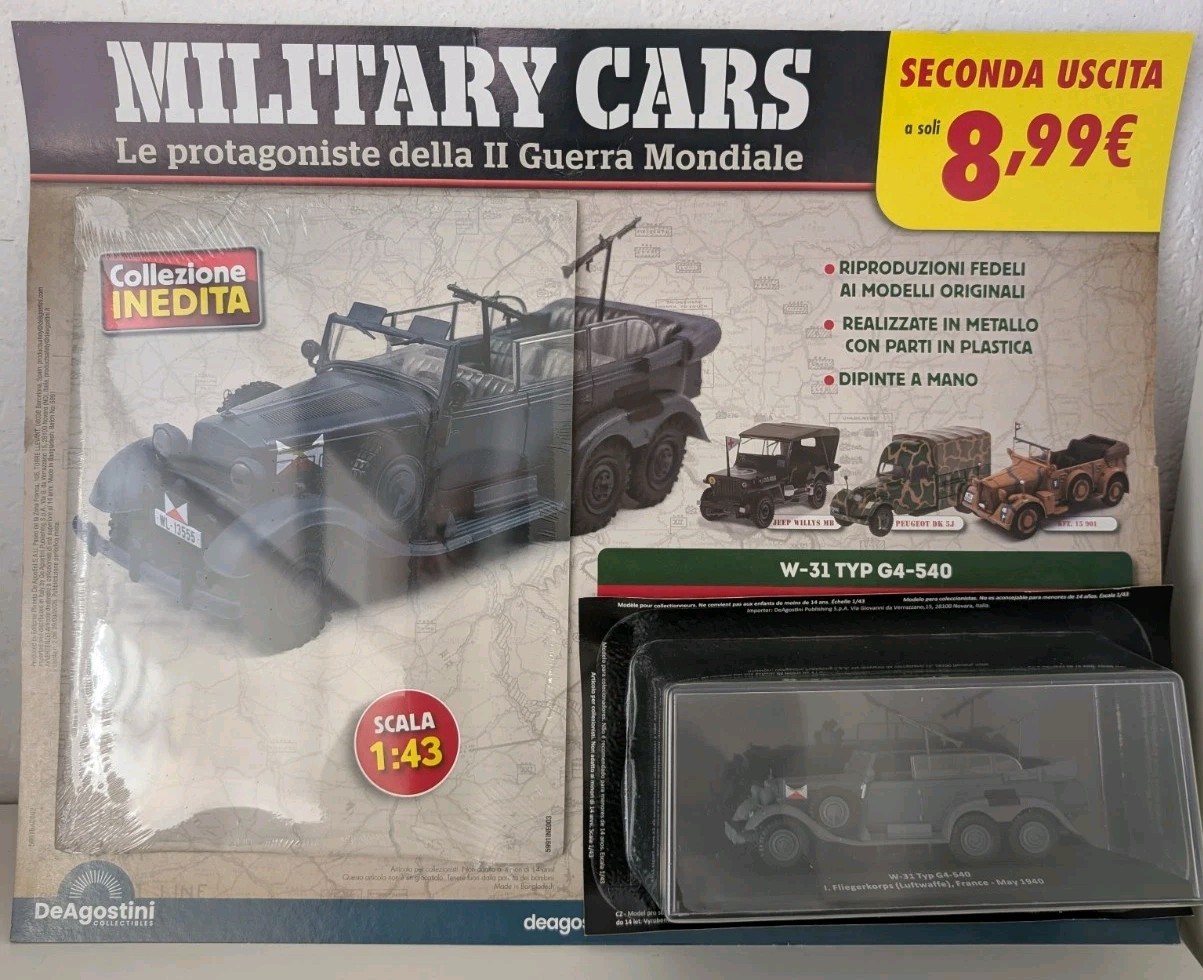 MILITARY CARS SECONDA USCITA N. 2 - W-31 TYP G4-540 SCALA 1/43 NUOVO DEAGOSTINI