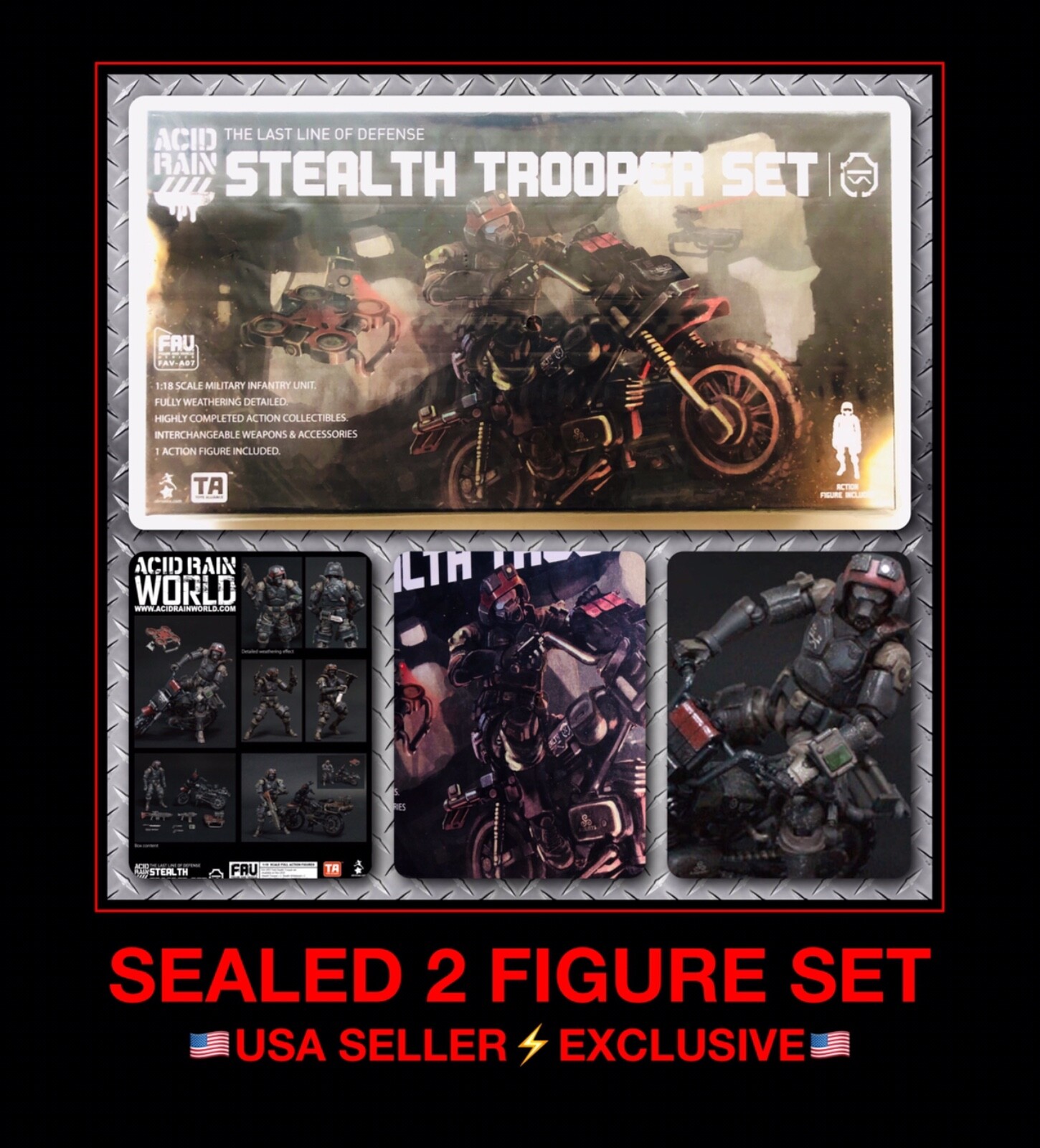 EXCLSV* SET action figure Acid Rain 1/18 3,75” STEALTH TROOPER MOTO gi joe