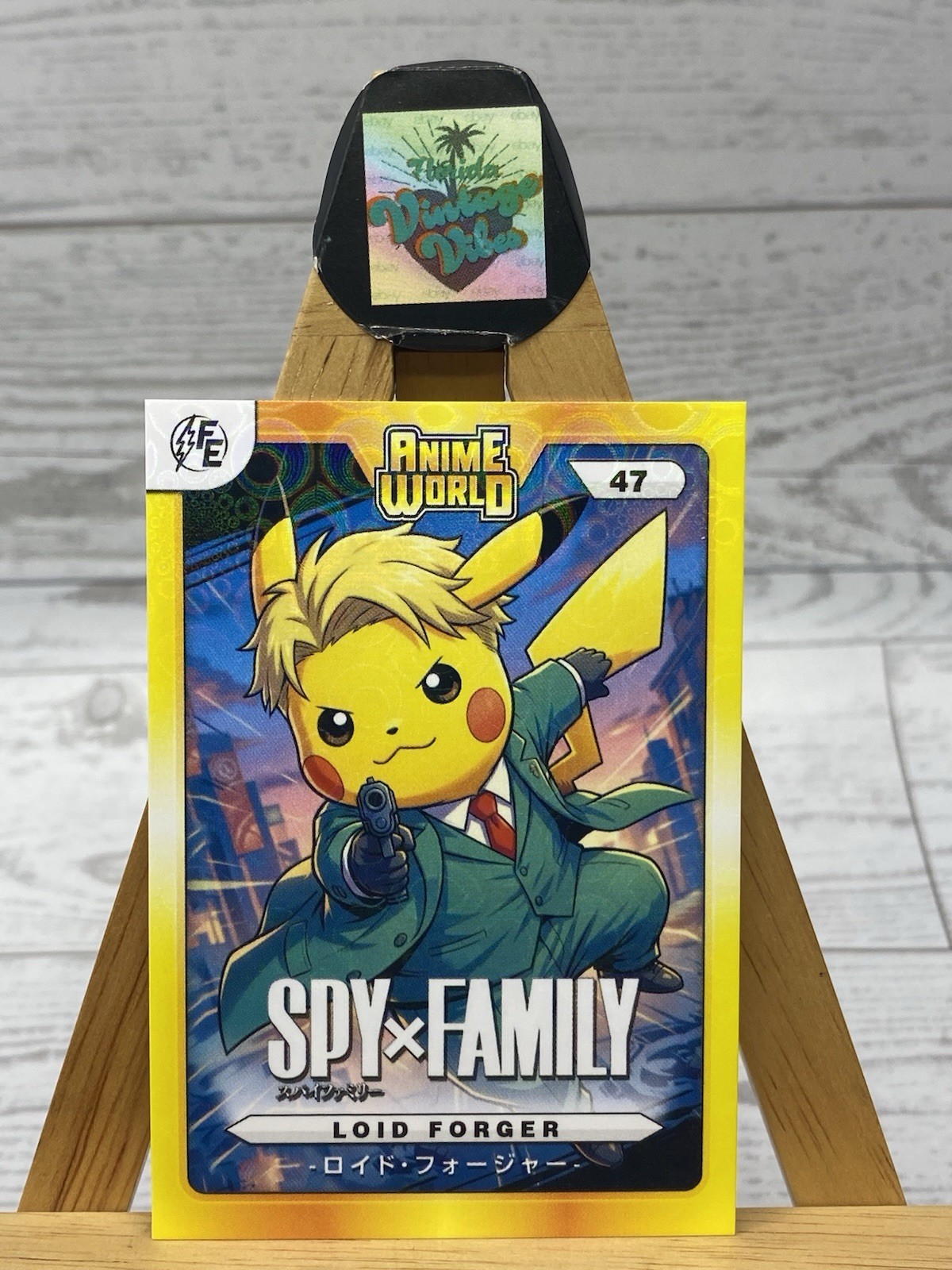 Pikachu As Cosplay Loid Forger Spy Family Anime World Fan Art Prism Holo Card
