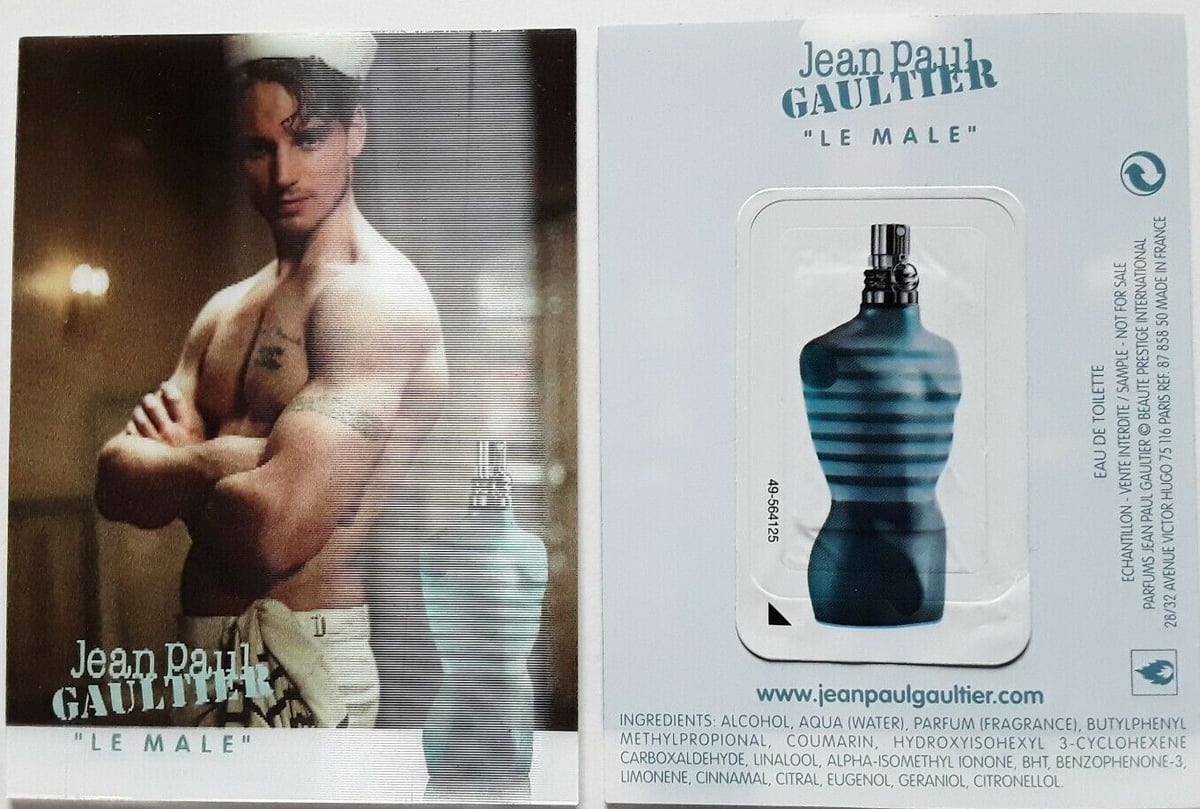 Le BEAU MALE Jean Paul GAULTIER  JOLIE perfume card SEXY PIN UP BOY RARE love