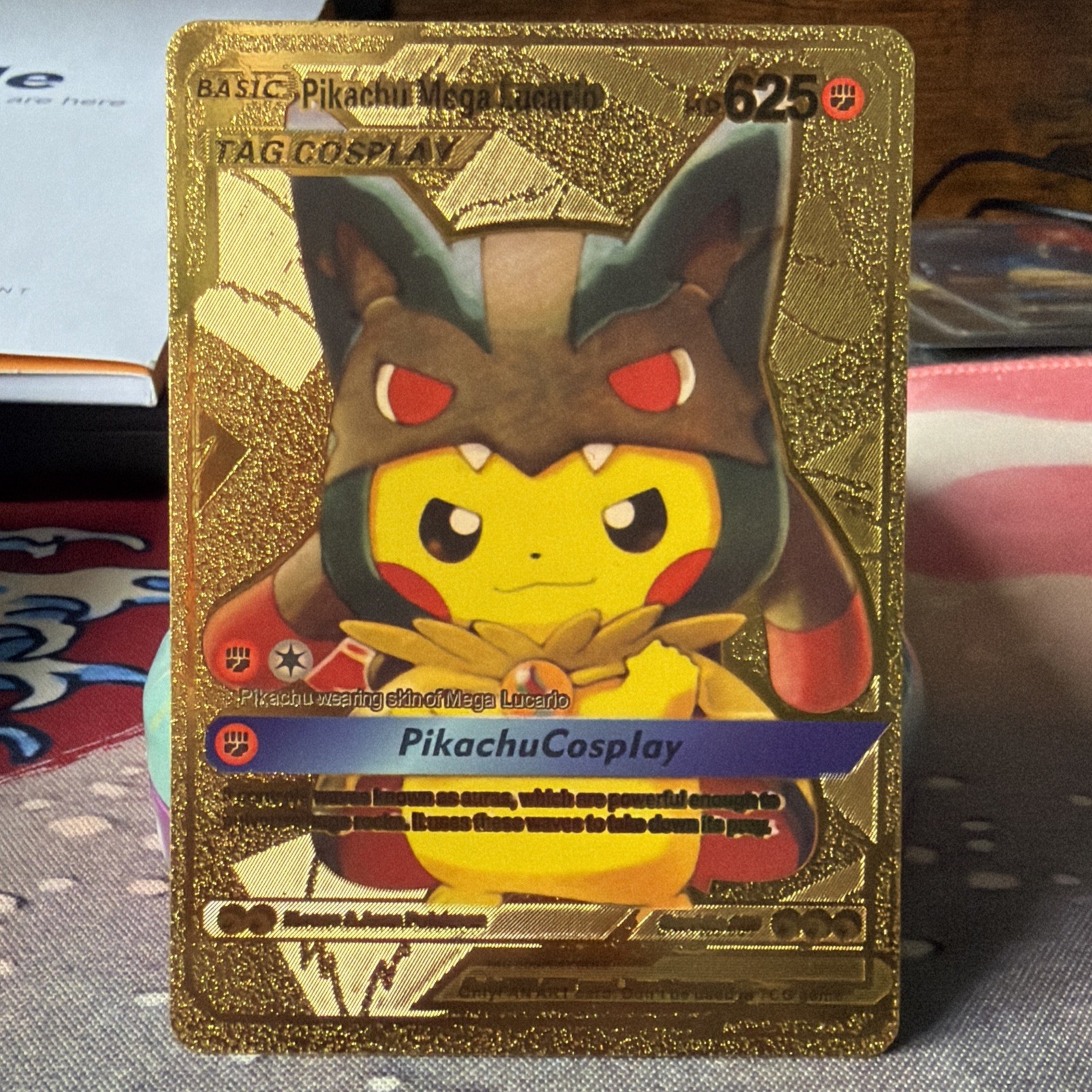 Pikachu Mega Lucario, Tag Cosplay, Gold Foil Pokemon fan