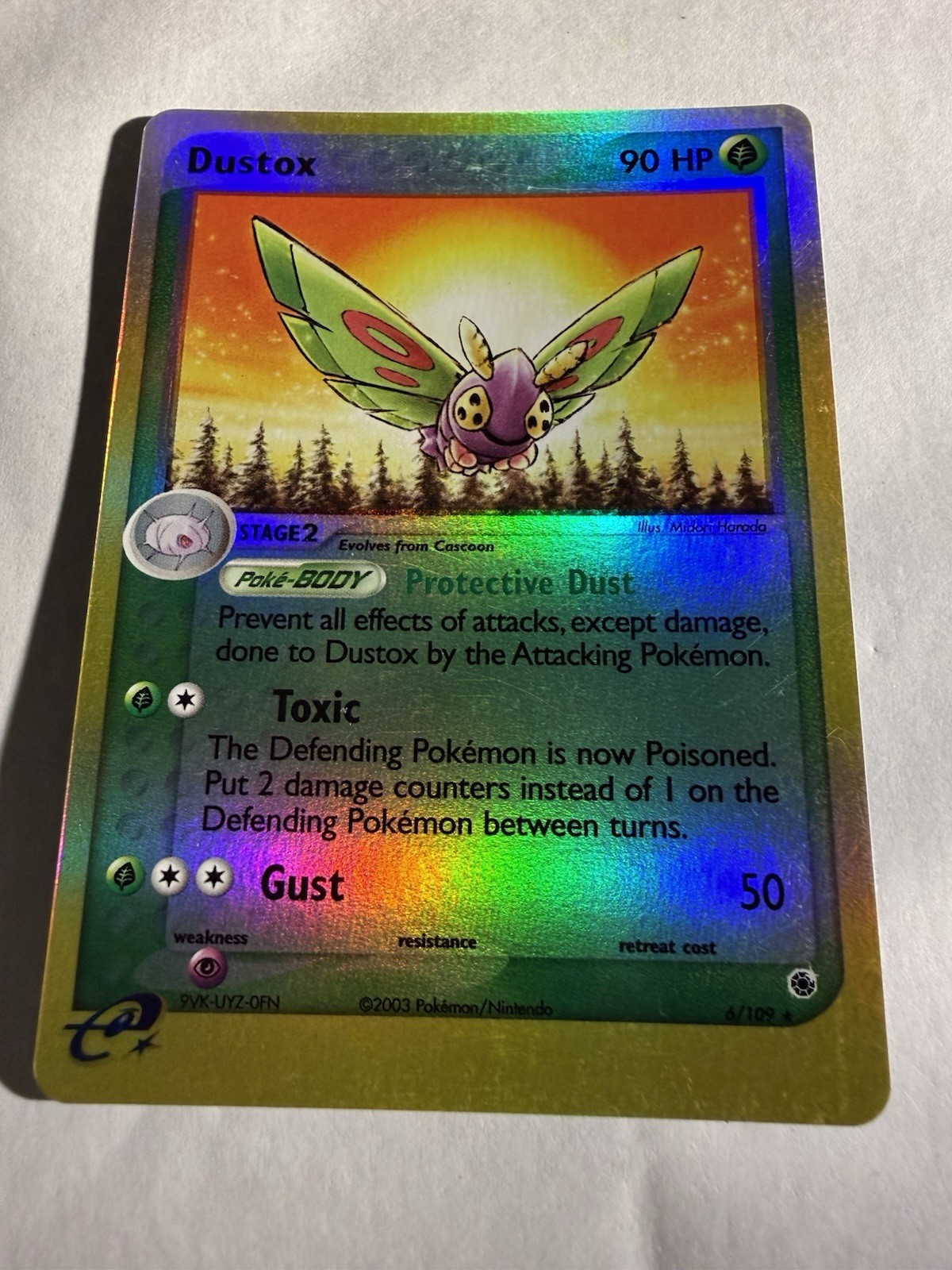 Pokemon Dustox 6/109 Holo Rare EX Ruby & Sapphire WOTC Year 2003 Mint Card